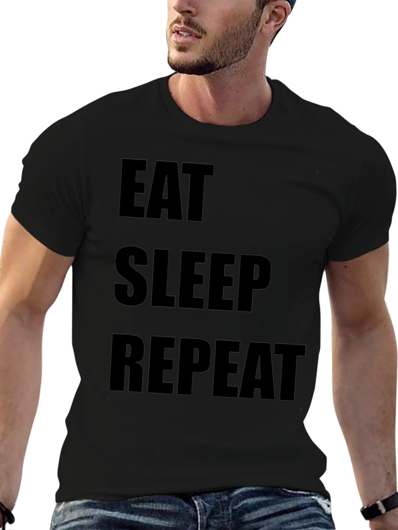 Eat Sleep Repeat Black T-Shirt