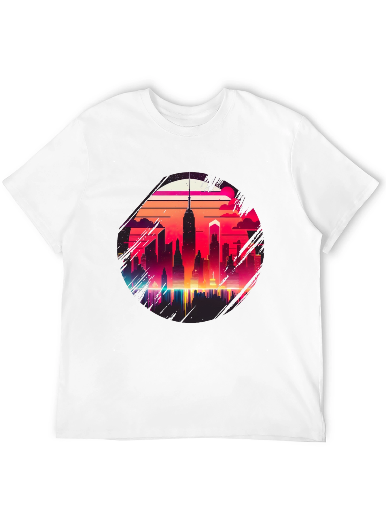Retro Cityscape Graphic Tee - Black