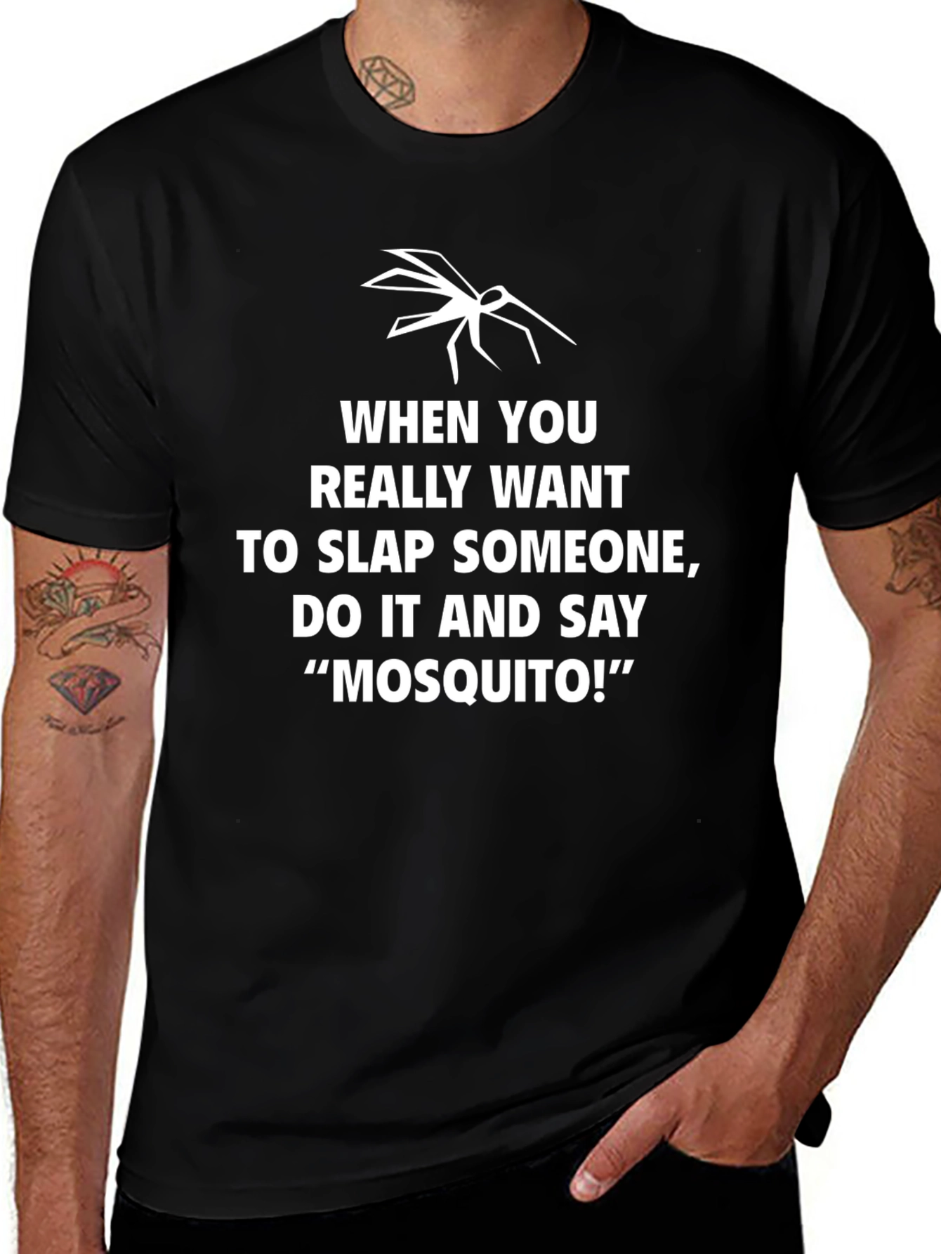 Funny Mosquito Slap T-Shirt - Black