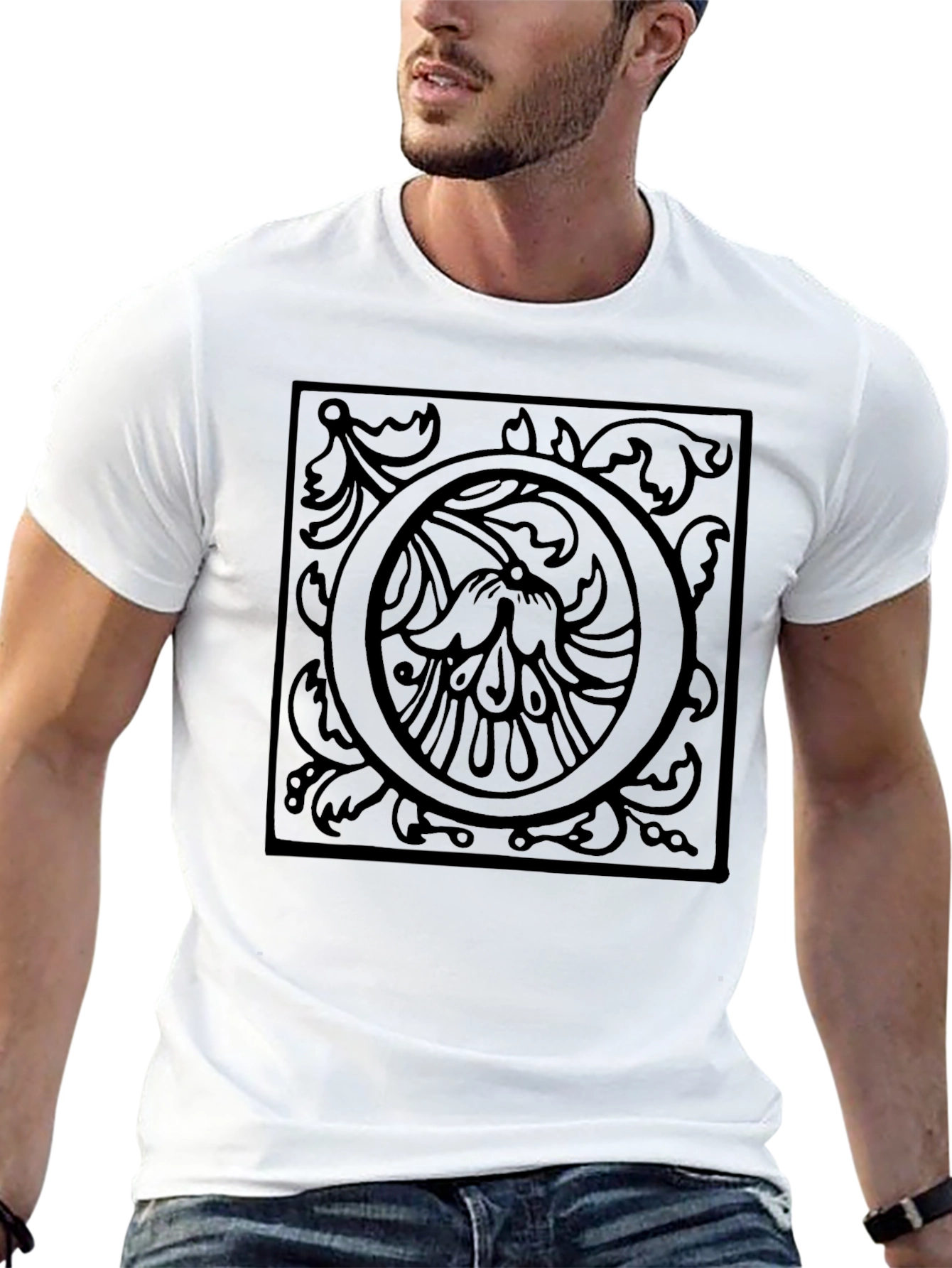 Ornate Initial O Black T-Shirt