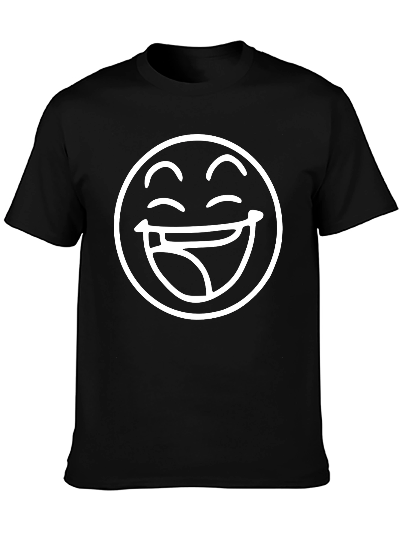 Laughing Face Graphic T-Shirt - Black Cotton Tee