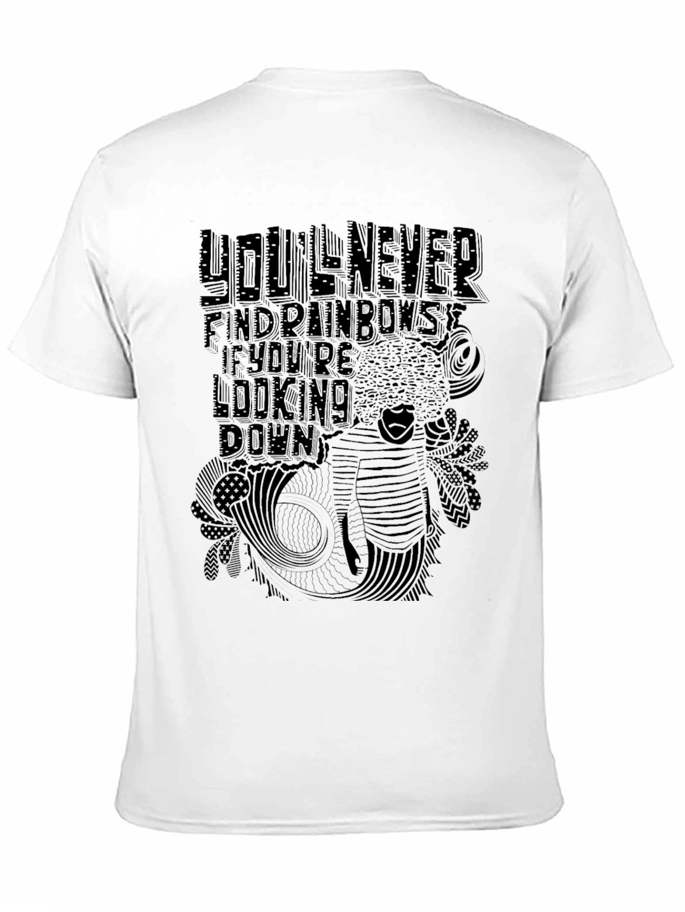 Black Graphic Tee - Rainbows Quote