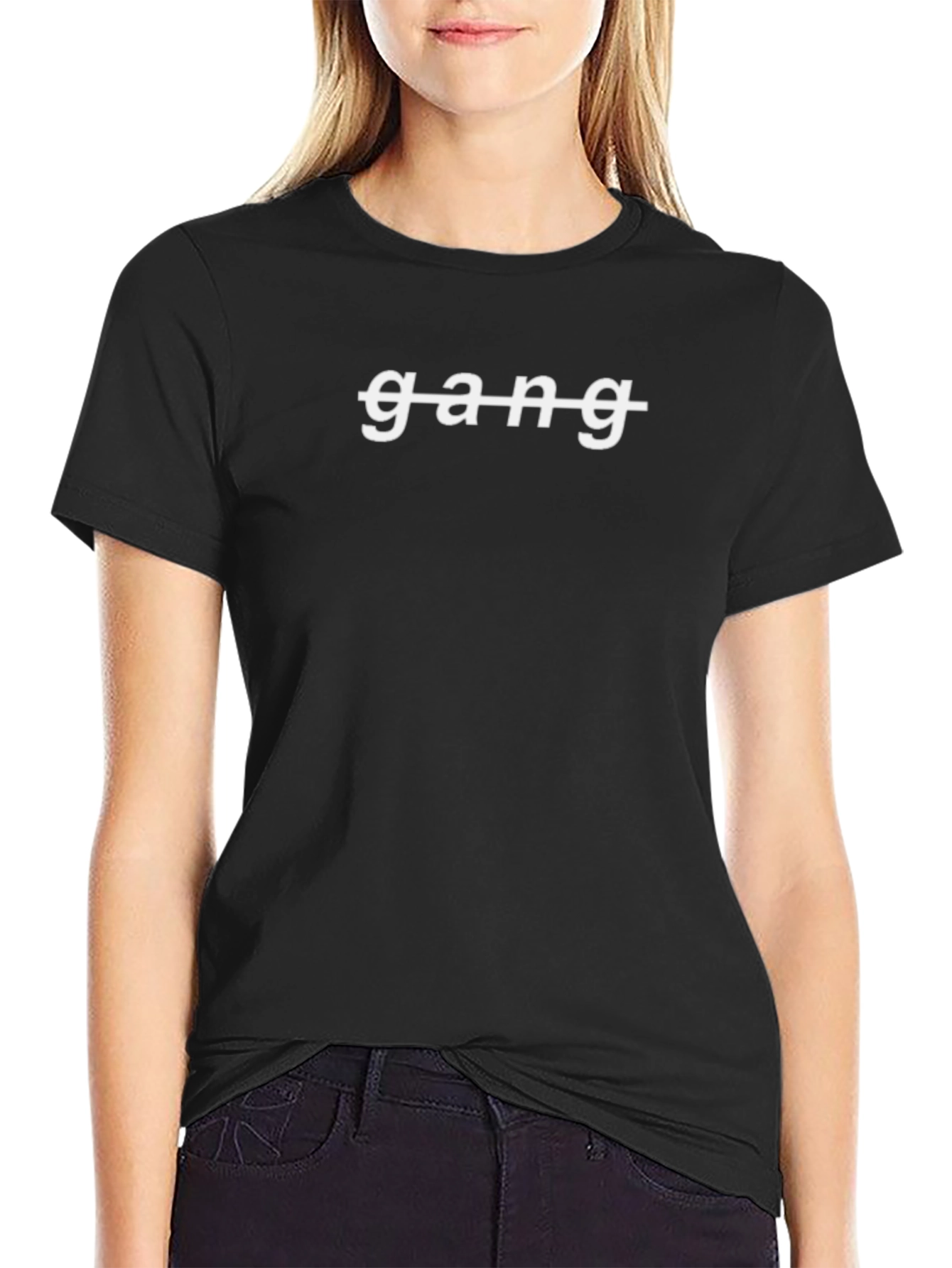 Anti Gang Black Tee - Stylish Graphic T-Shirt