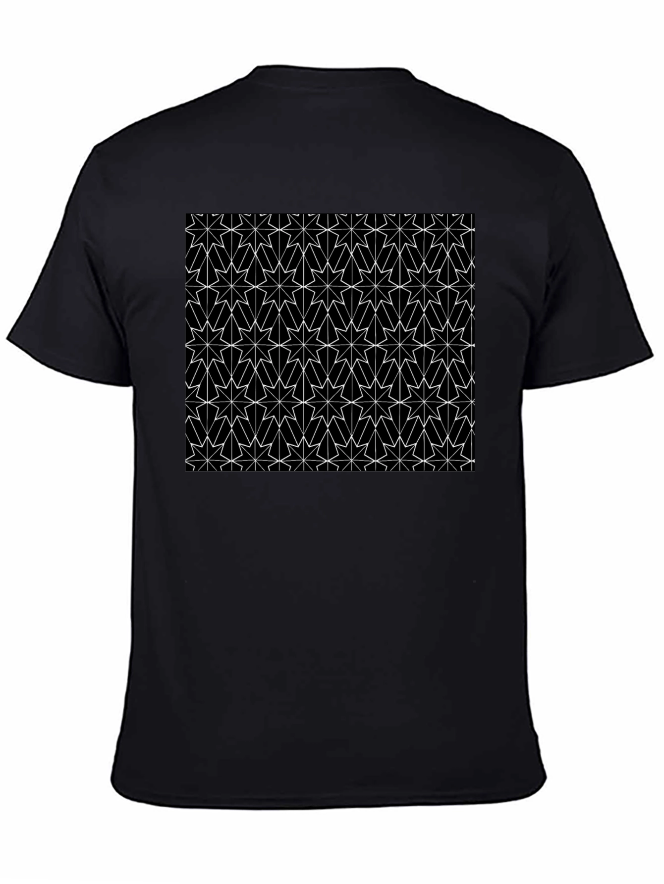 Geometric Star Pattern Black T-Shirt