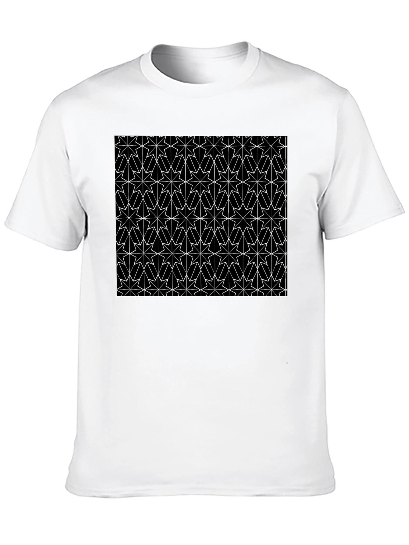 Geometric Star Pattern Black T-Shirt
