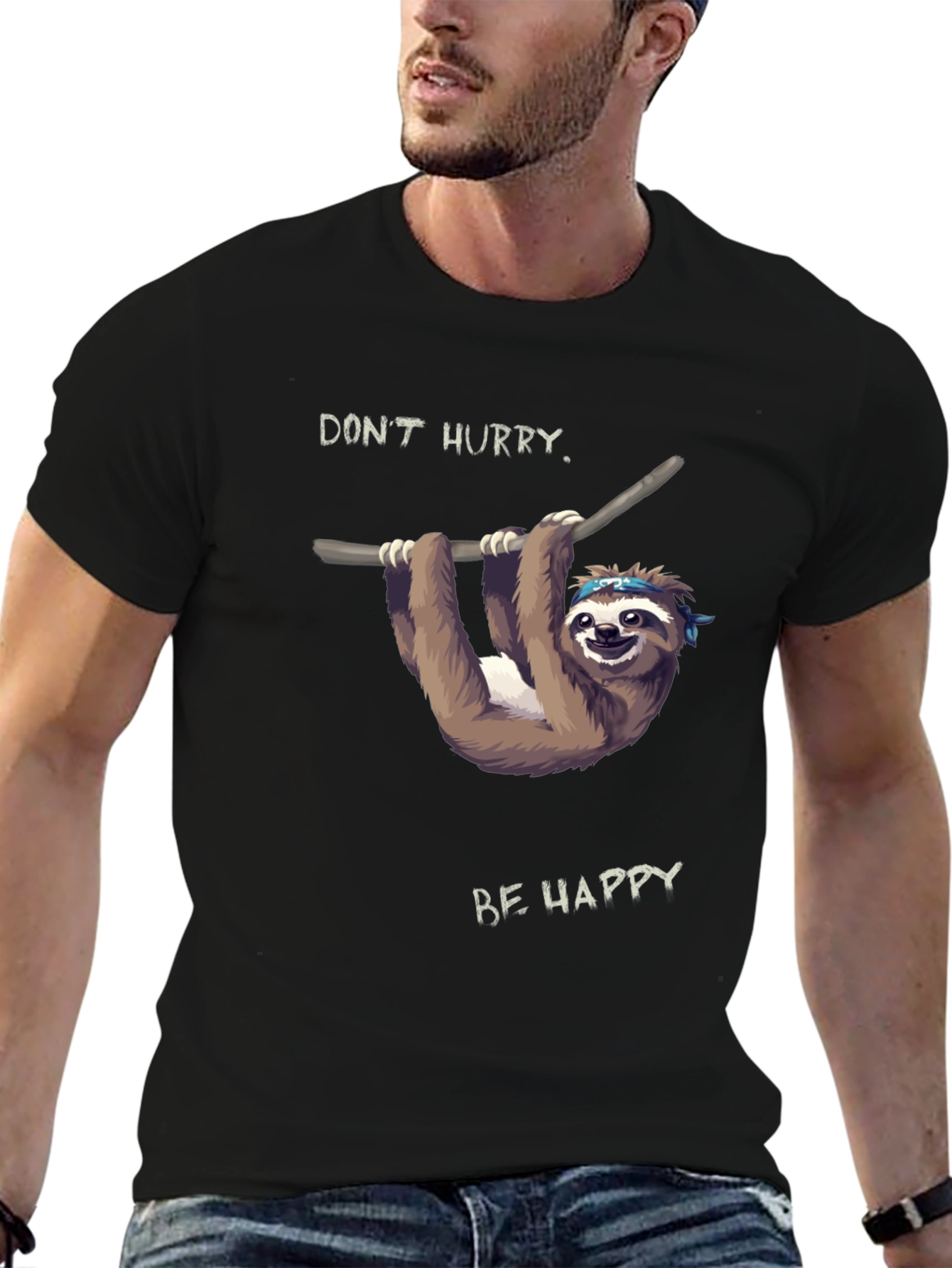 Dont Hurry Be Happy Sloth T-Shirt - Relaxed Style