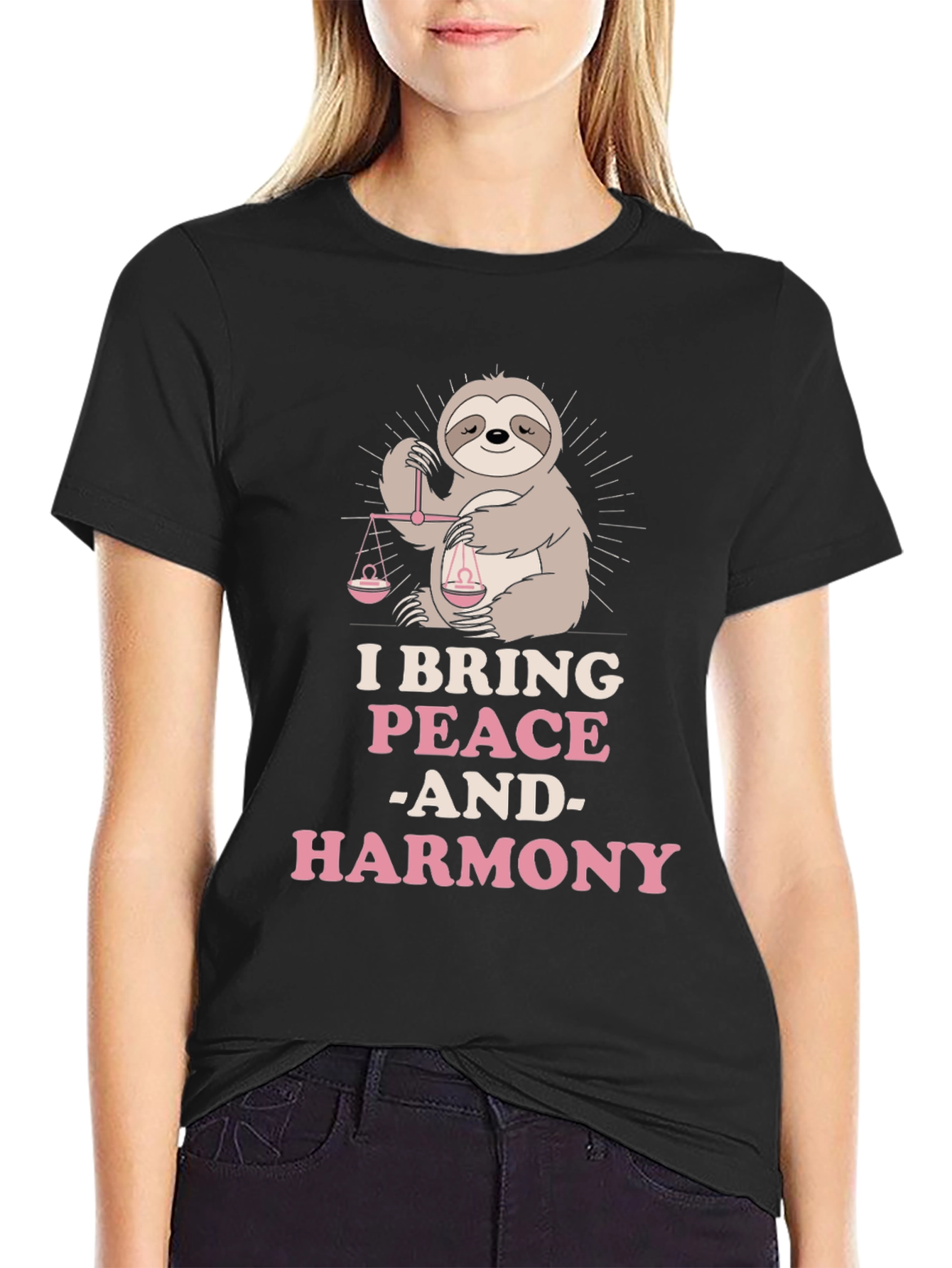 Peace & Harmony Sloth Graphic T-Shirt