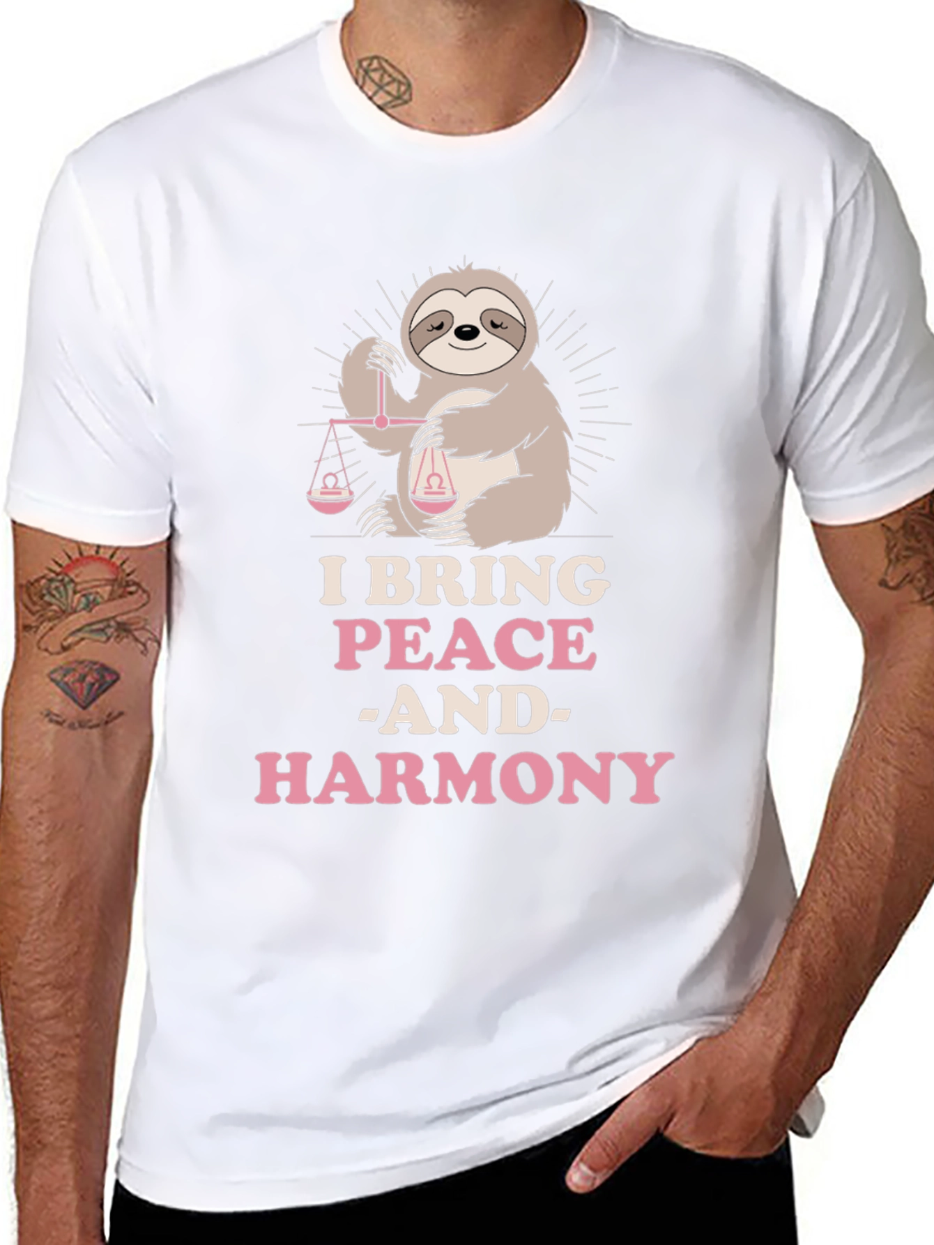 Peace & Harmony Sloth Graphic T-Shirt