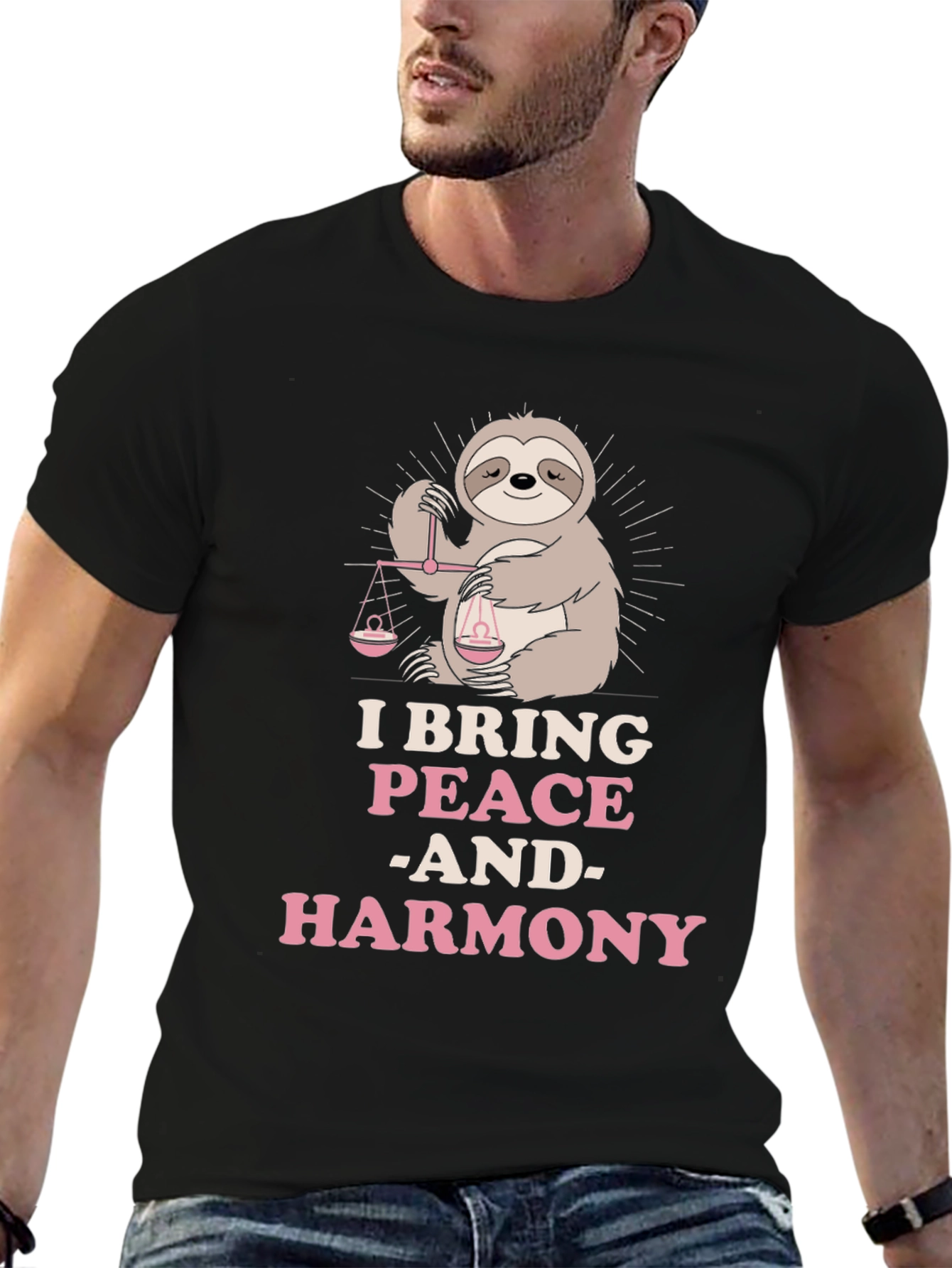 Peace & Harmony Sloth Graphic T-Shirt
