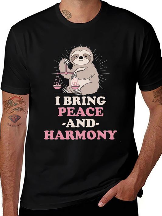 Peace & Harmony Sloth Graphic T-Shirt