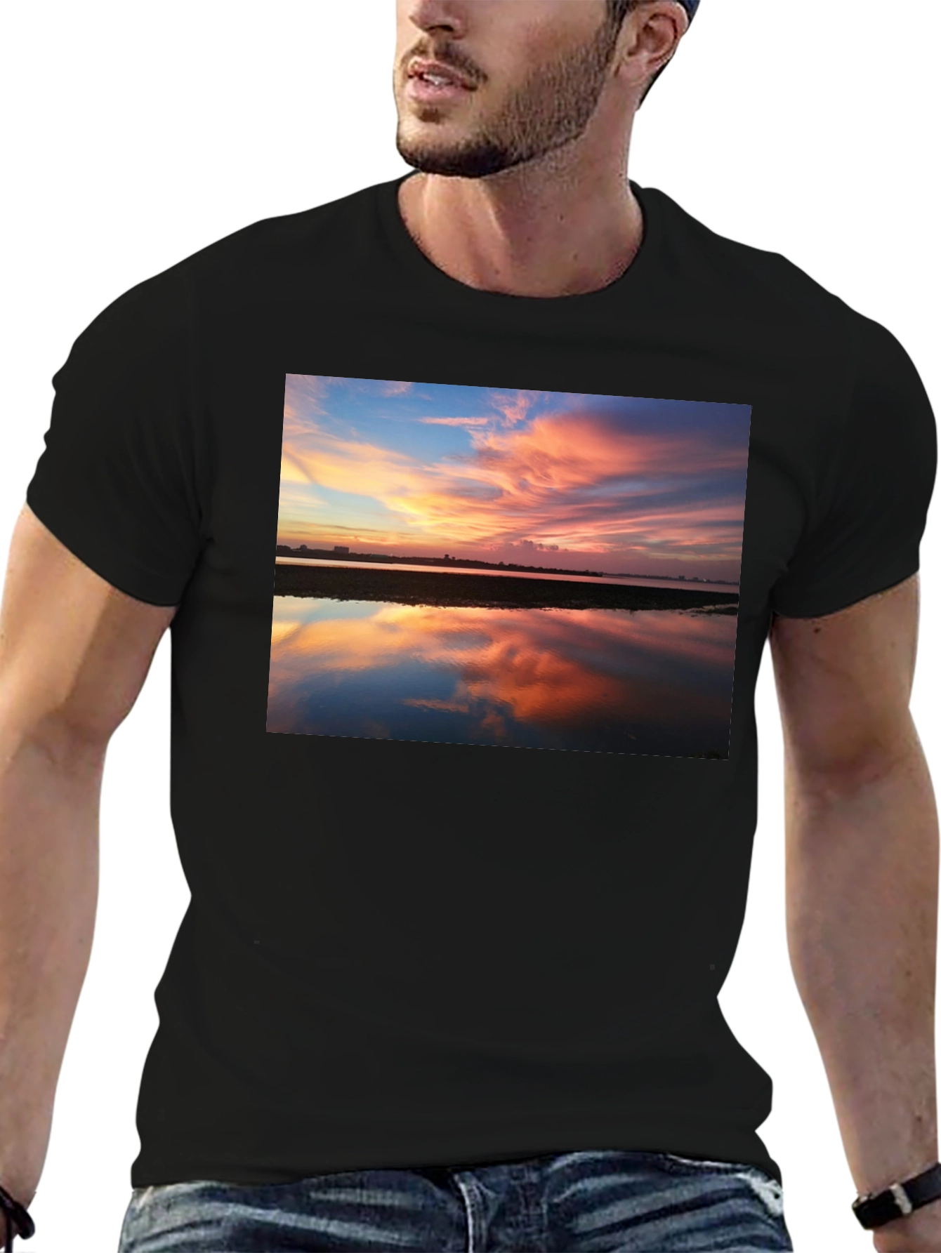 Sunset Reflection Graphic Tee - Black