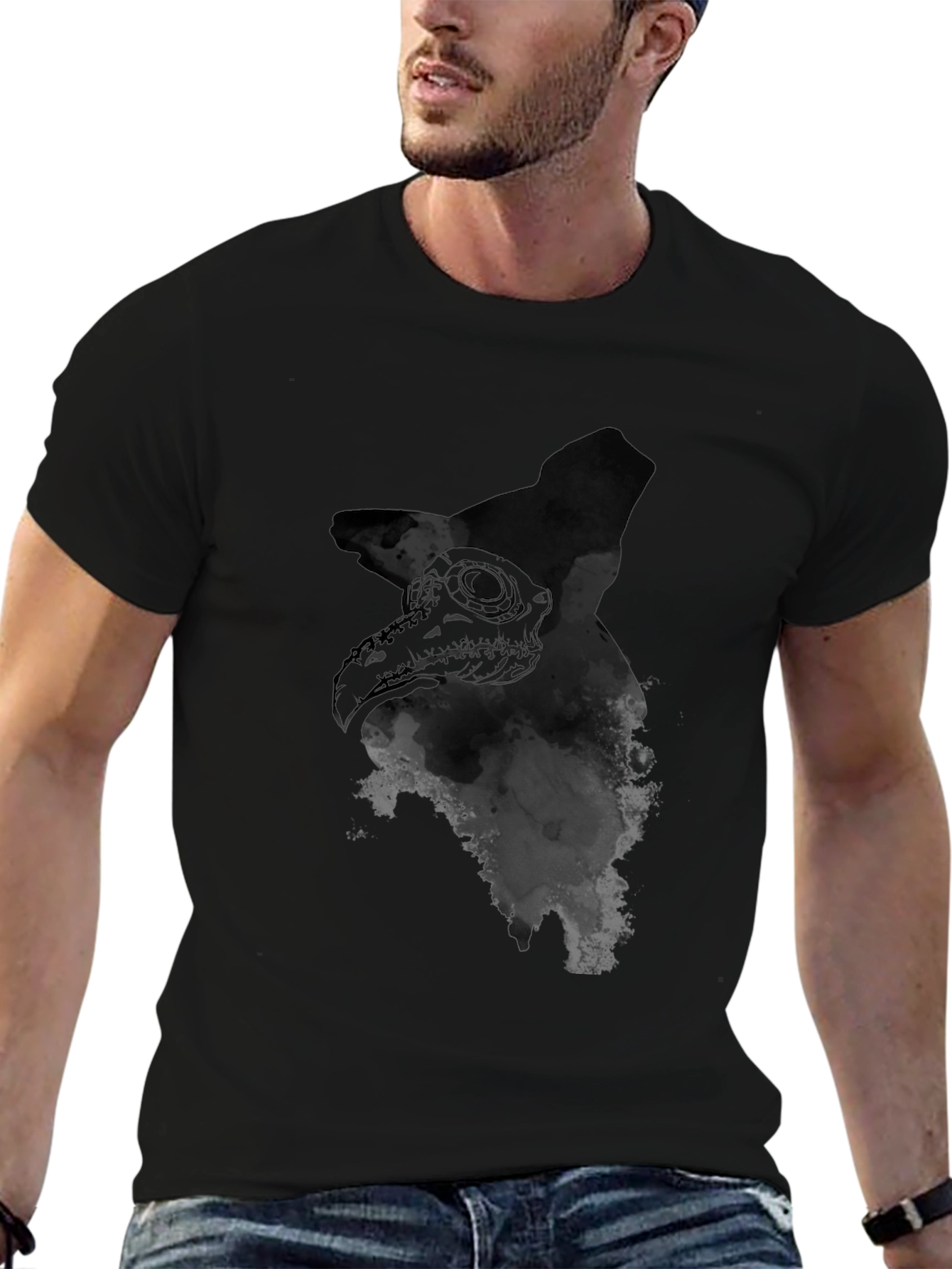 Plague Doctor Graphic Tee - Black Cotton Blend