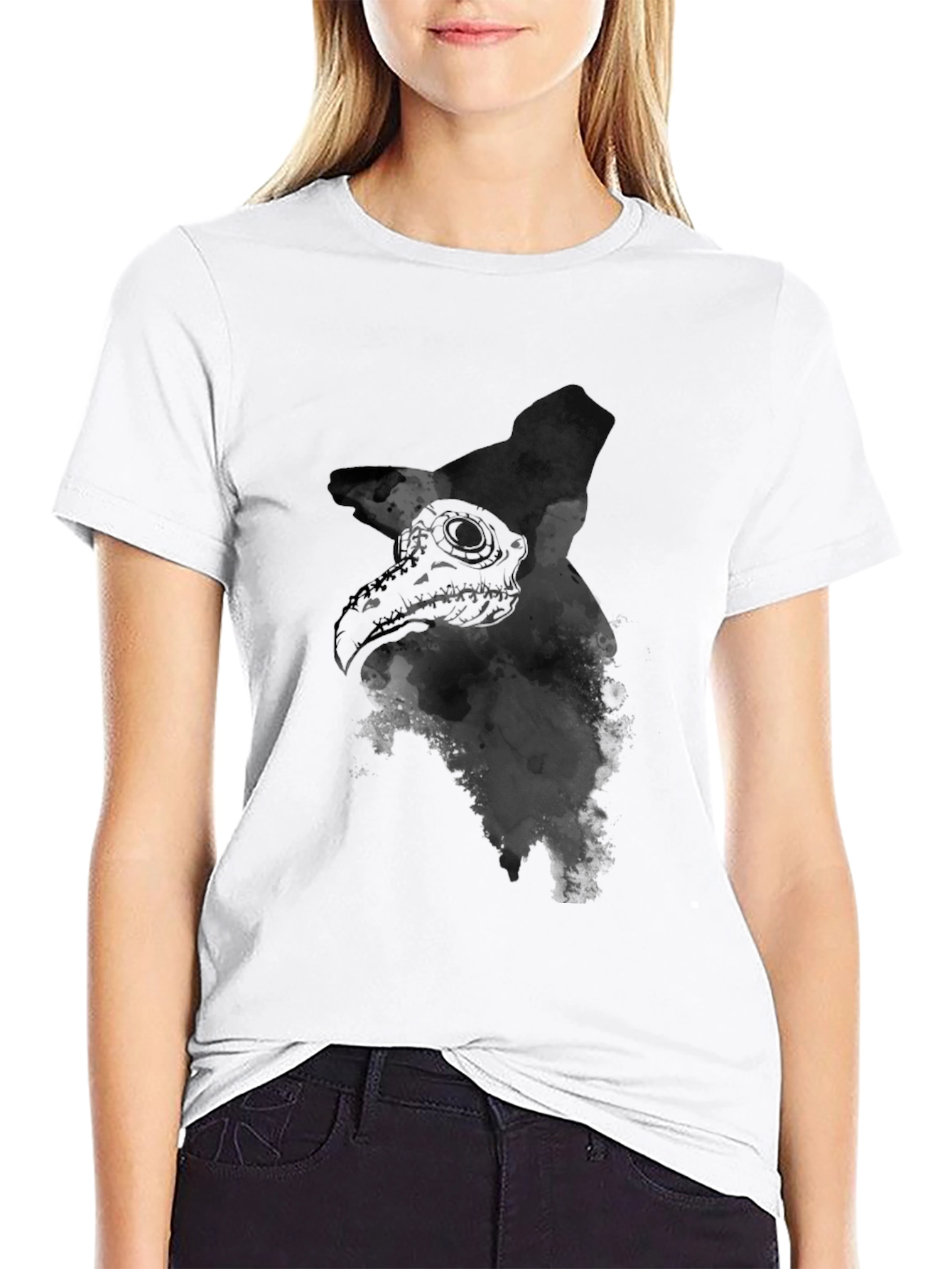 Plague Doctor Graphic Tee - Black Cotton Blend