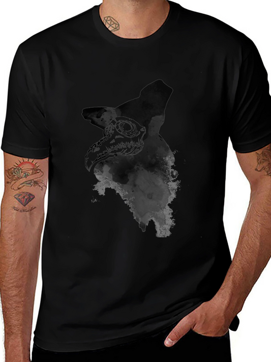 Plague Doctor Graphic Tee - Black Cotton Blend