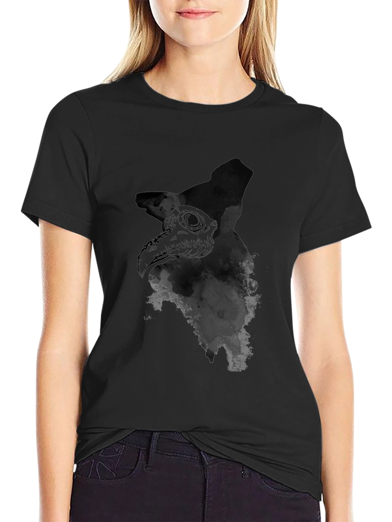 Plague Doctor Graphic Tee - Black Cotton Blend