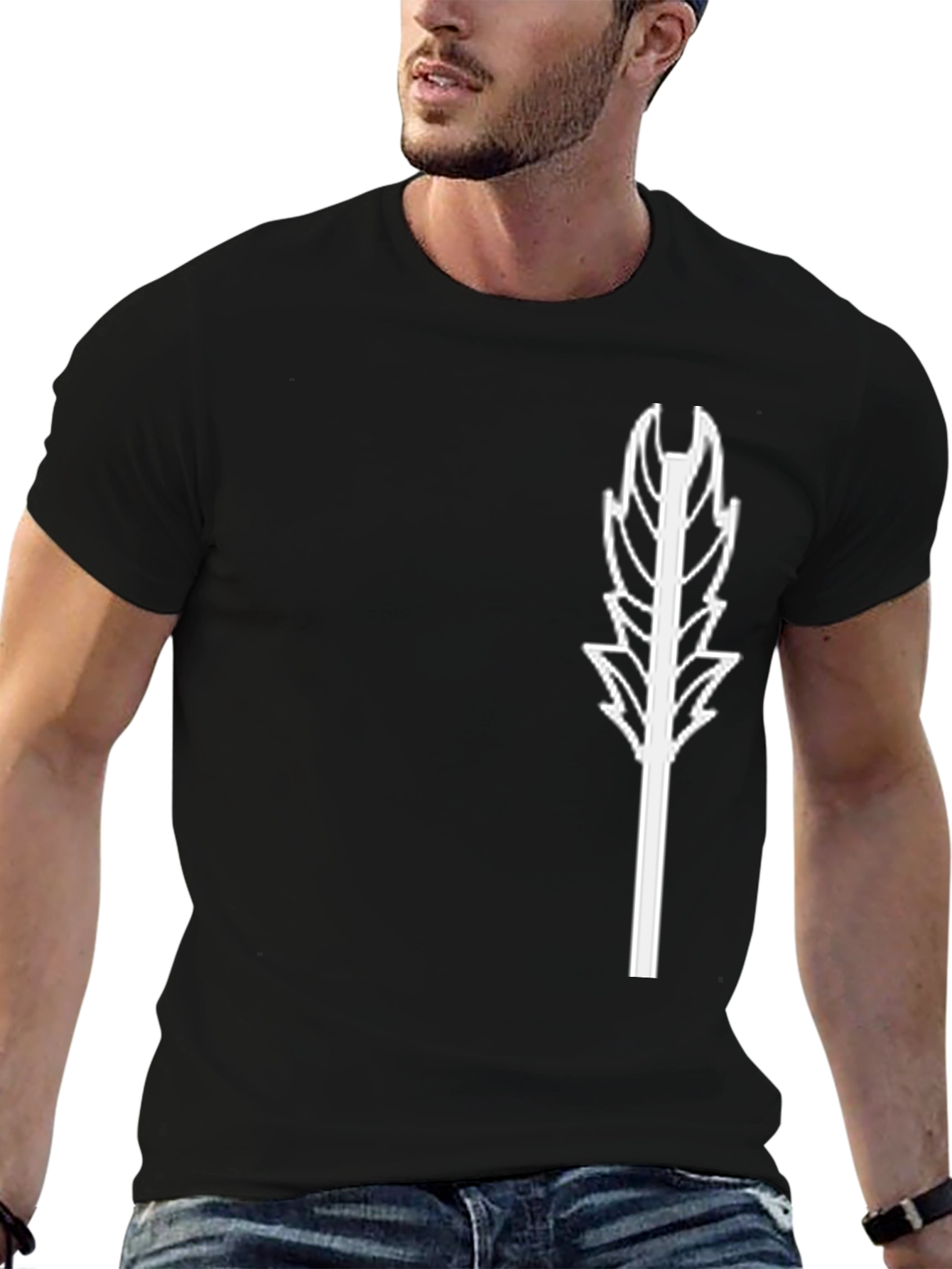 Feather Graphic Black T-Shirt