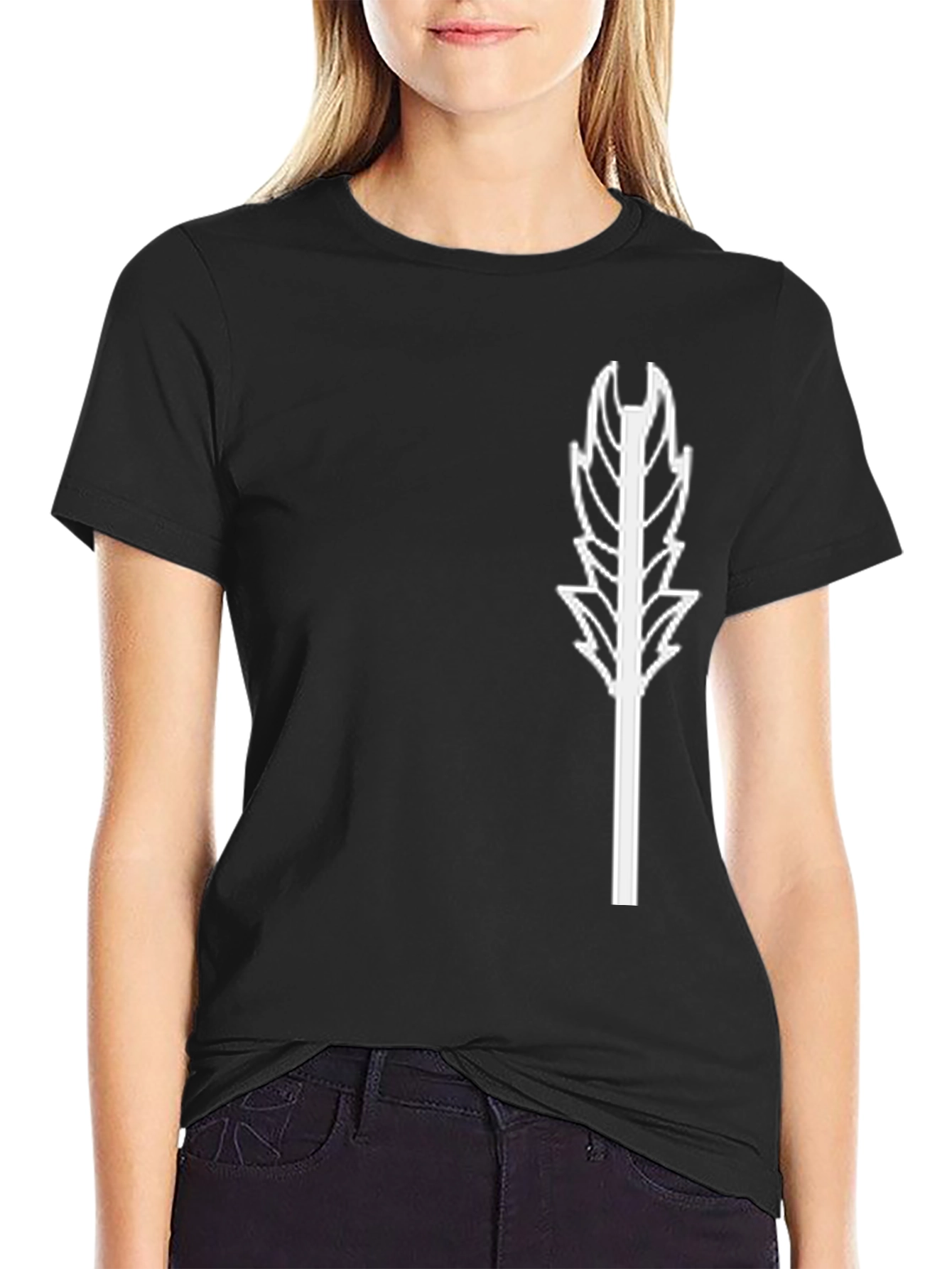 Feather Graphic Black T-Shirt