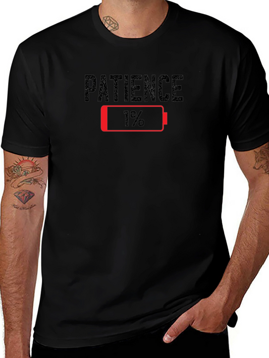 Patience 1% Battery Graphic Tee - Funny Low Battery T-Shirt