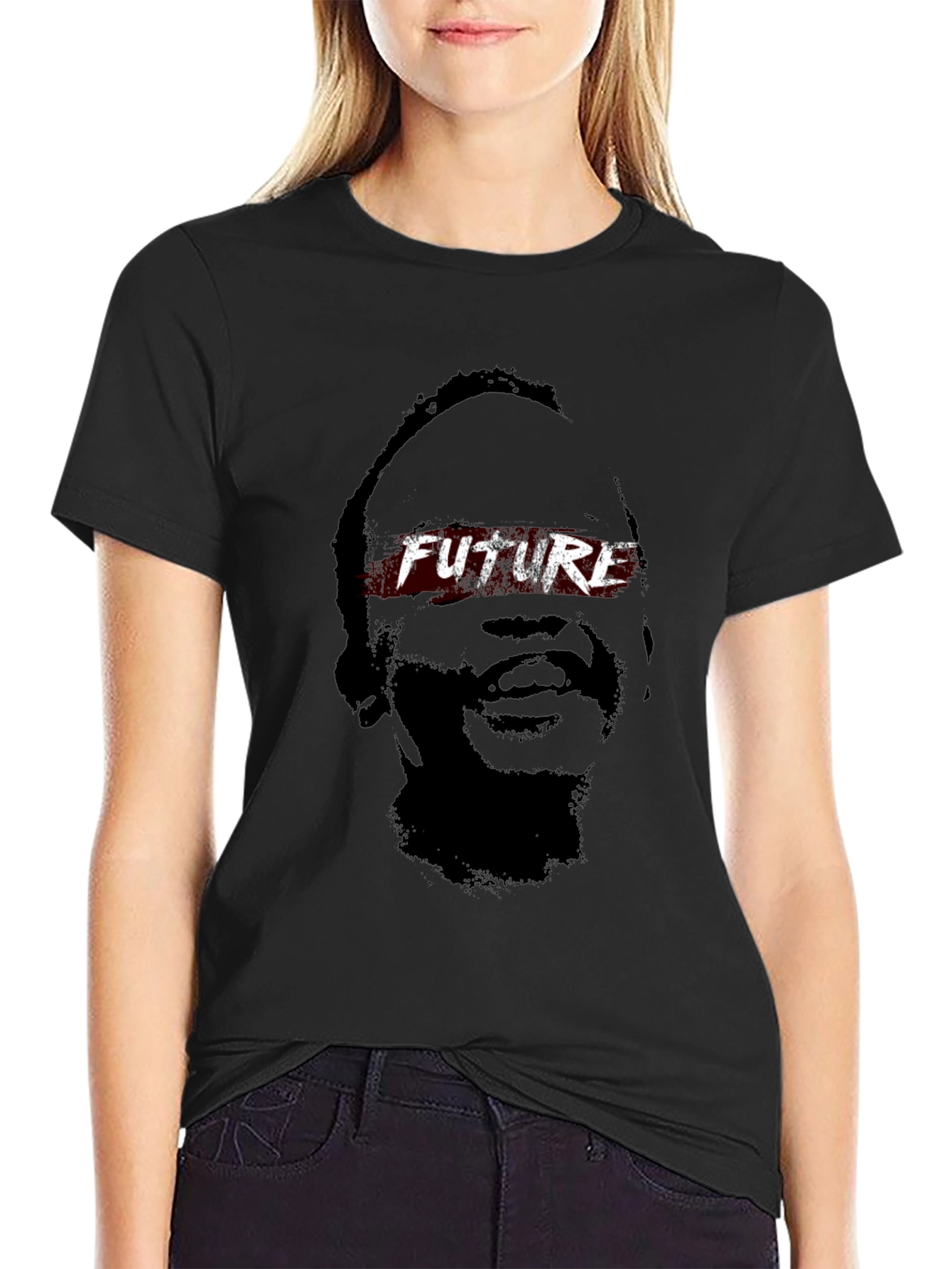 Future Portrait Graphic T-Shirt - Black