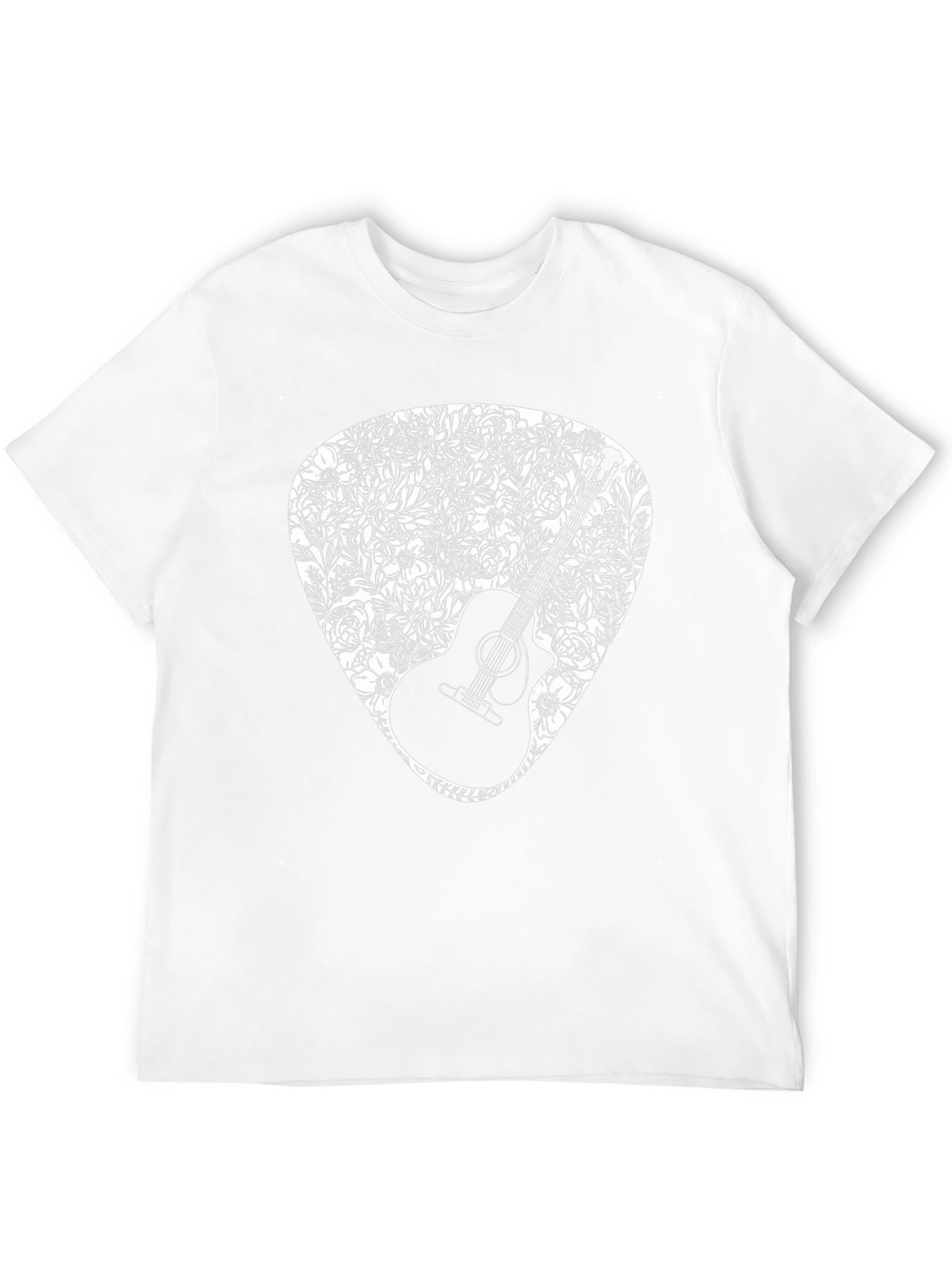 Guitar Floral Pick Graphic Tee - Black