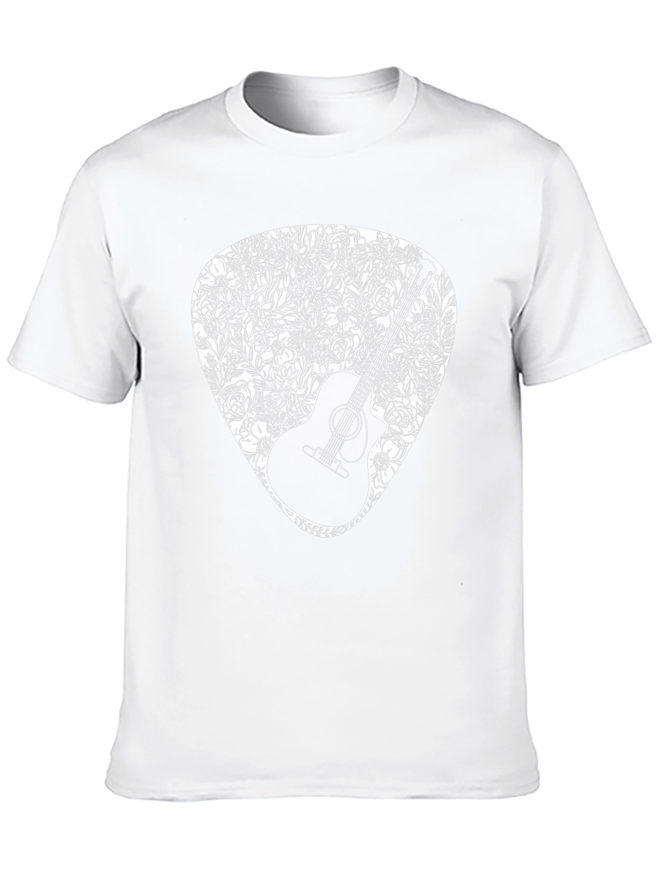 Guitar Floral Pick Graphic Tee - Black