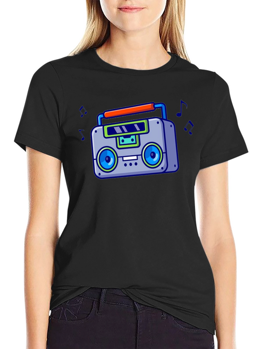 Retro Boombox Graphic T-Shirt - Vintage 80s Style