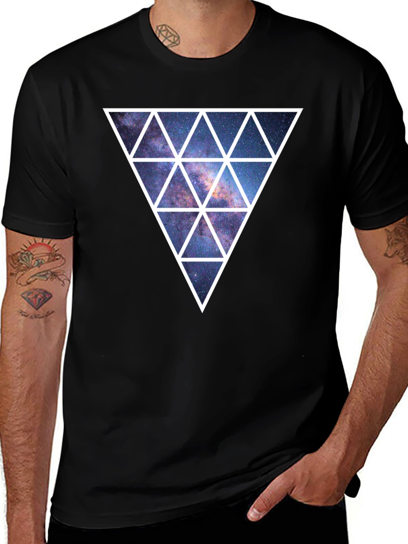 Galaxy Triangle Graphic Tee - Mens Black T-Shirt