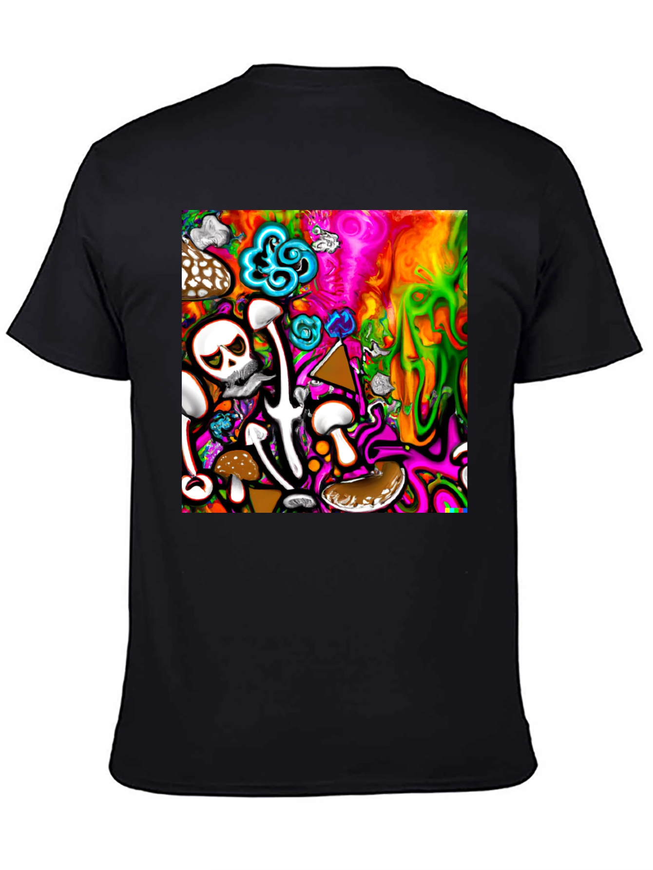 Psychedelic Mushroom Skull Graphic T-Shirt