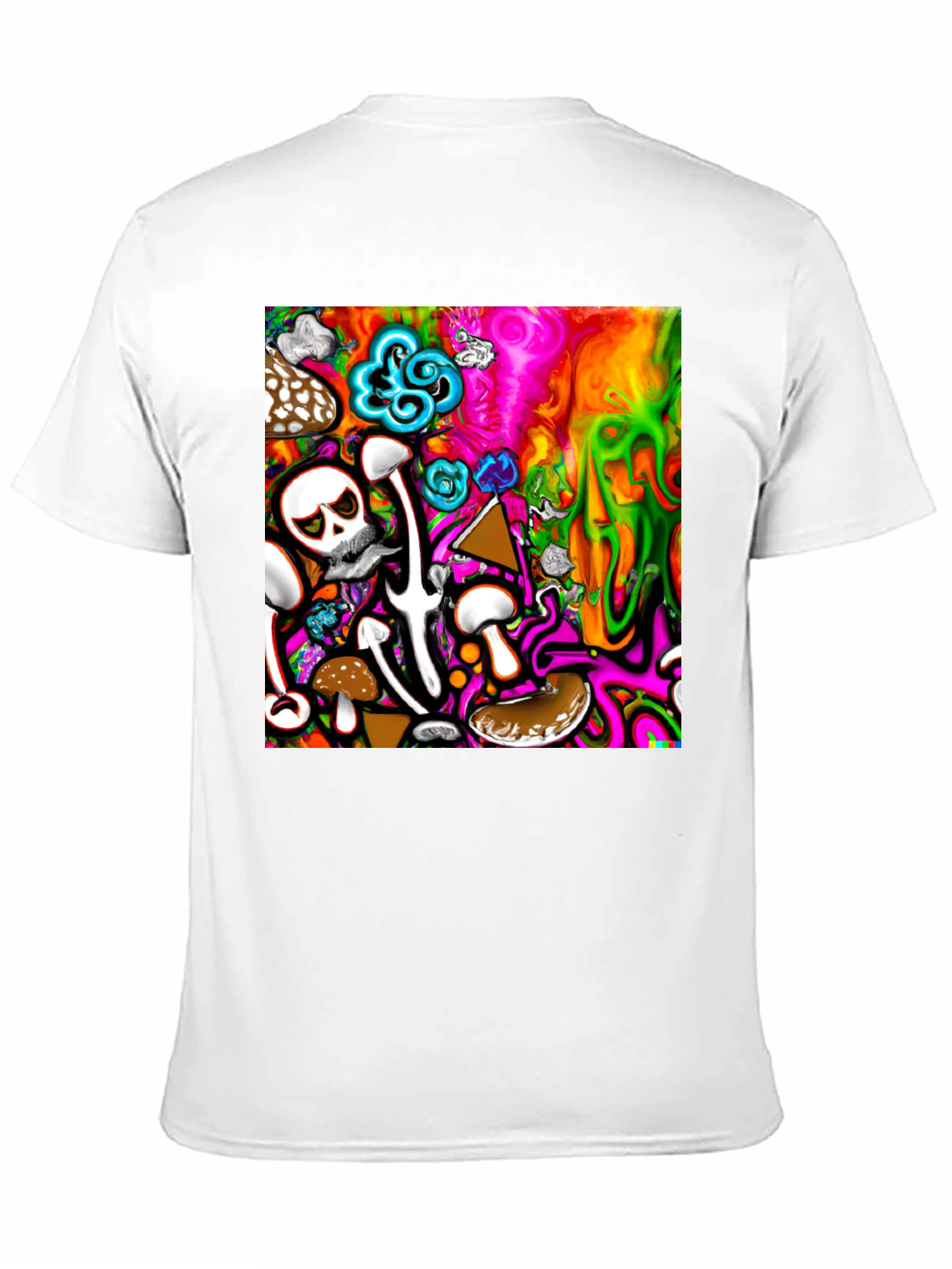 Psychedelic Mushroom Skull Graphic T-Shirt