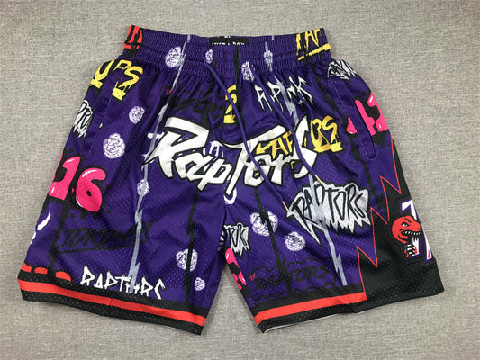 Men's Toronto Raptors Purple Graffiti Edition Pocket Shorts1