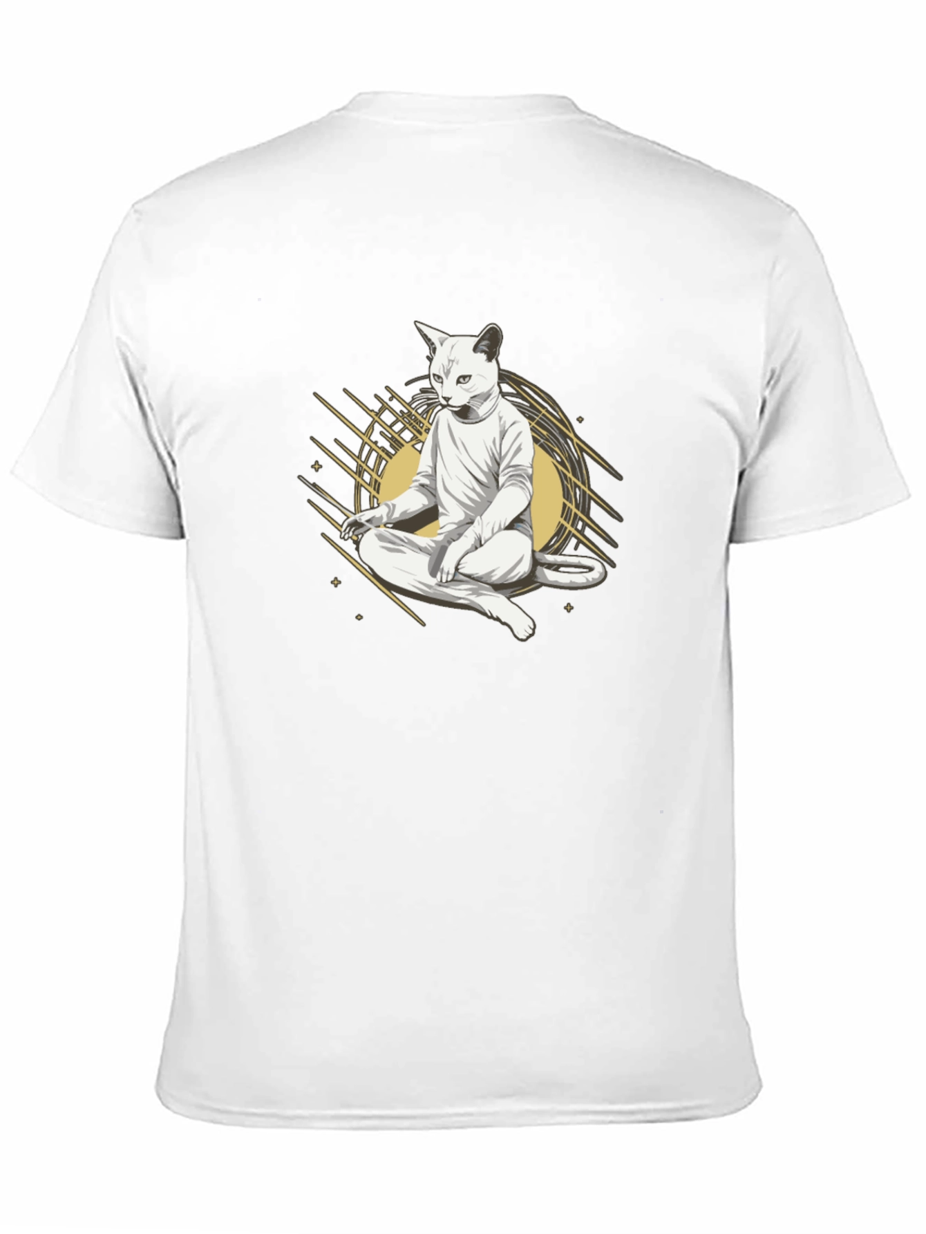 Zen Cat Black T-Shirt - Meditating Feline Design