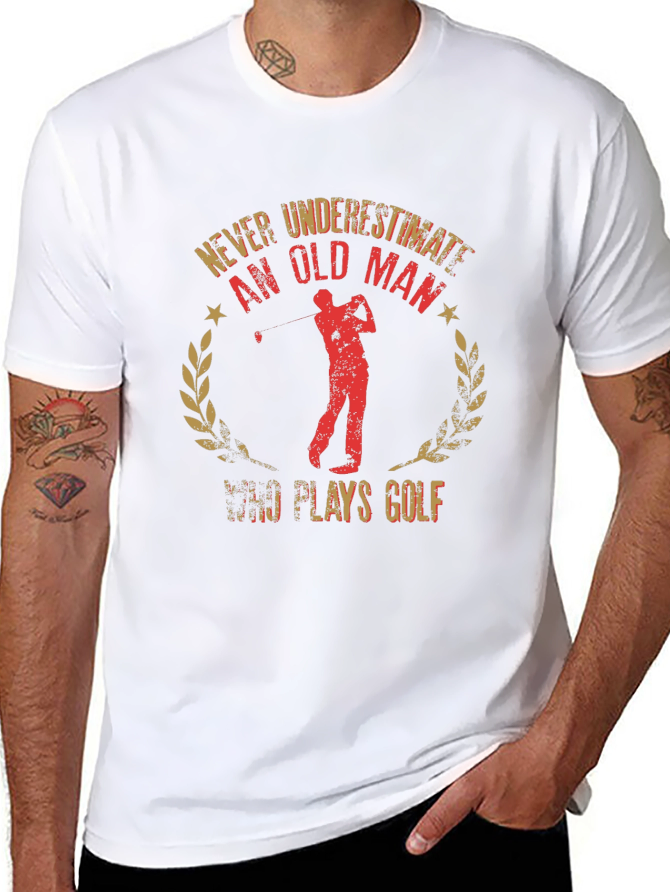 Never Underestimate Old Man Golf T-Shirt