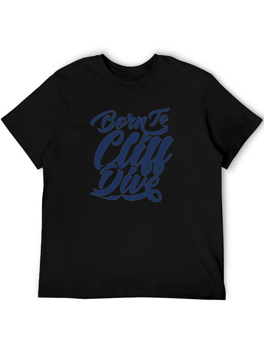 Born to Cliff Dive T-Shirt - Navy Blue Graphic Tee
