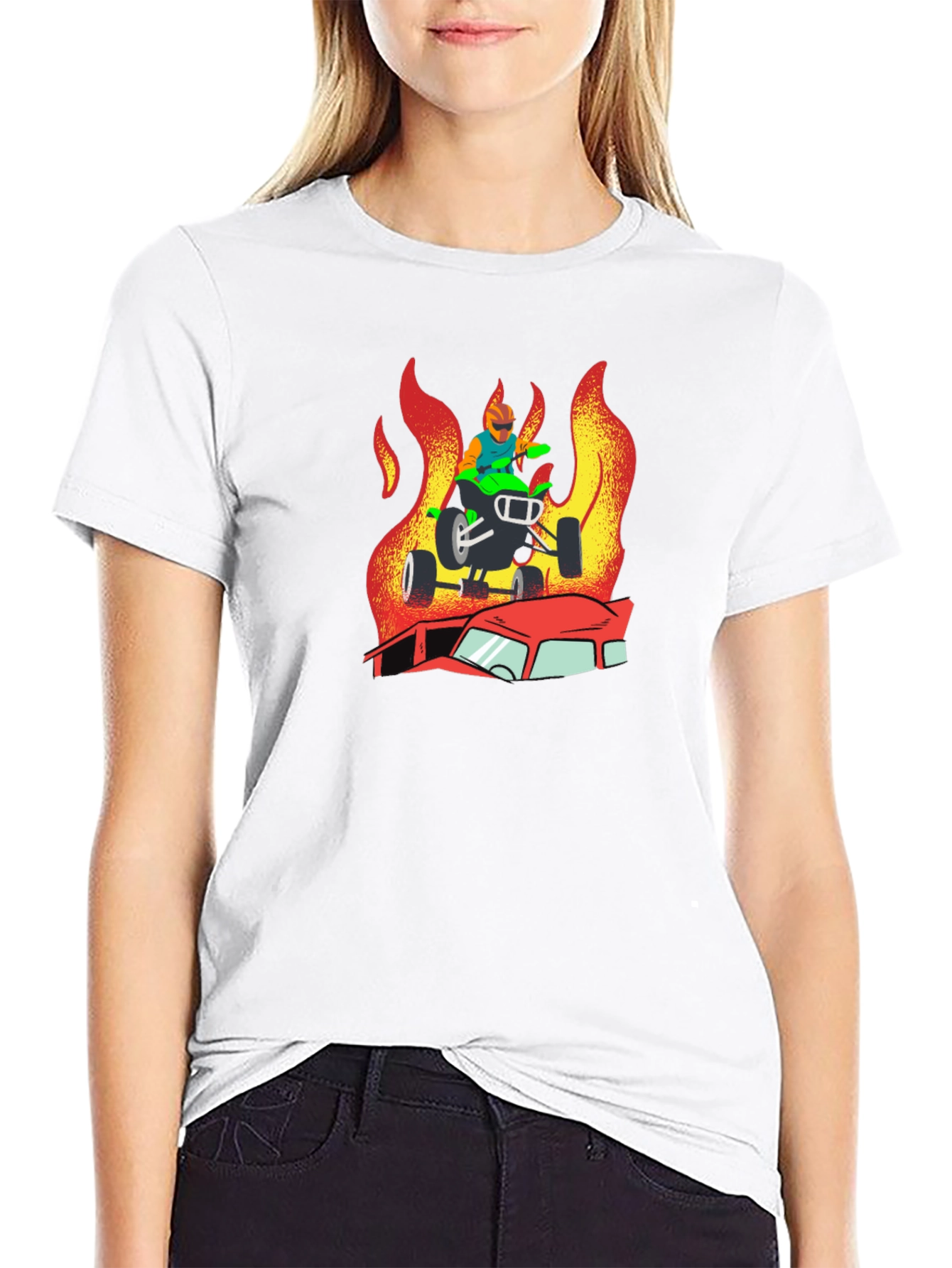 Fiery ATV Rider Graphic T-Shirt
