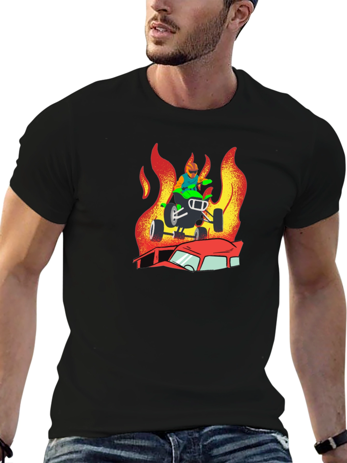 Fiery ATV Rider Graphic T-Shirt