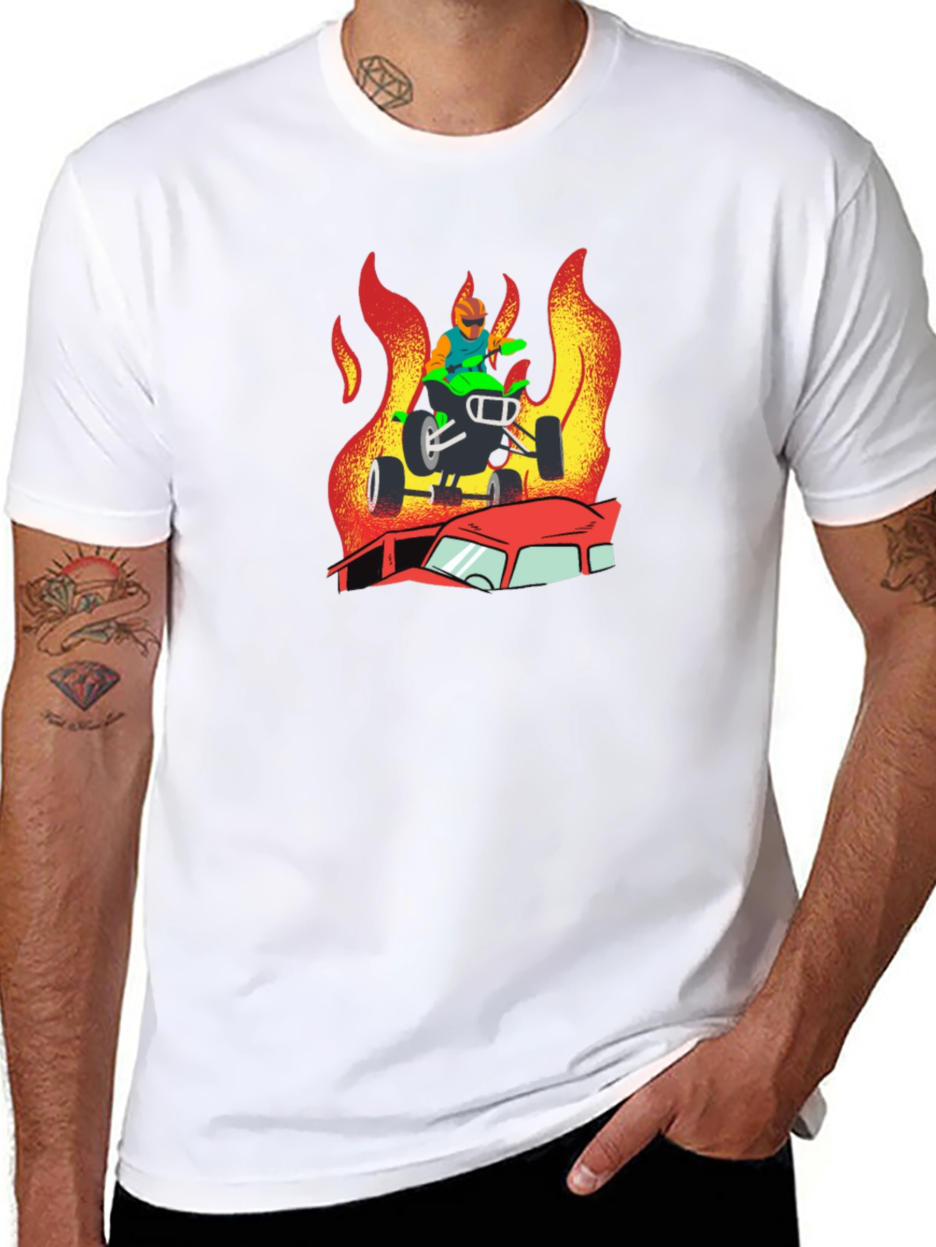 Fiery ATV Rider Graphic T-Shirt