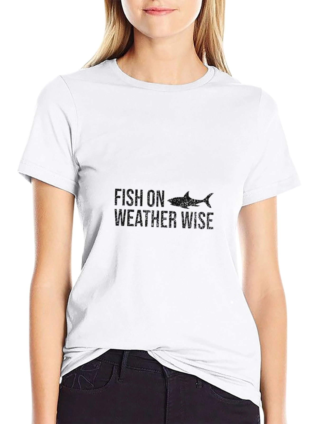 Black Graphic Tee - Fish On Weather Wise Design
