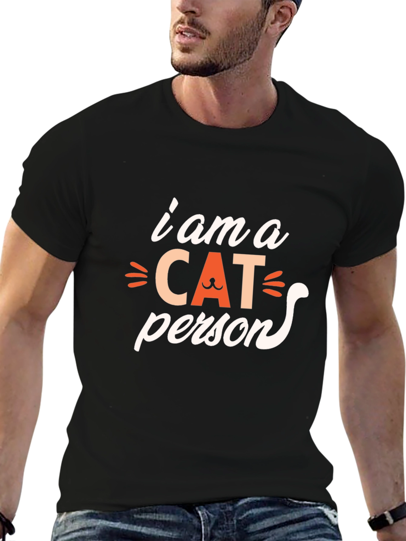 I am a Cat Person Black T-Shirt