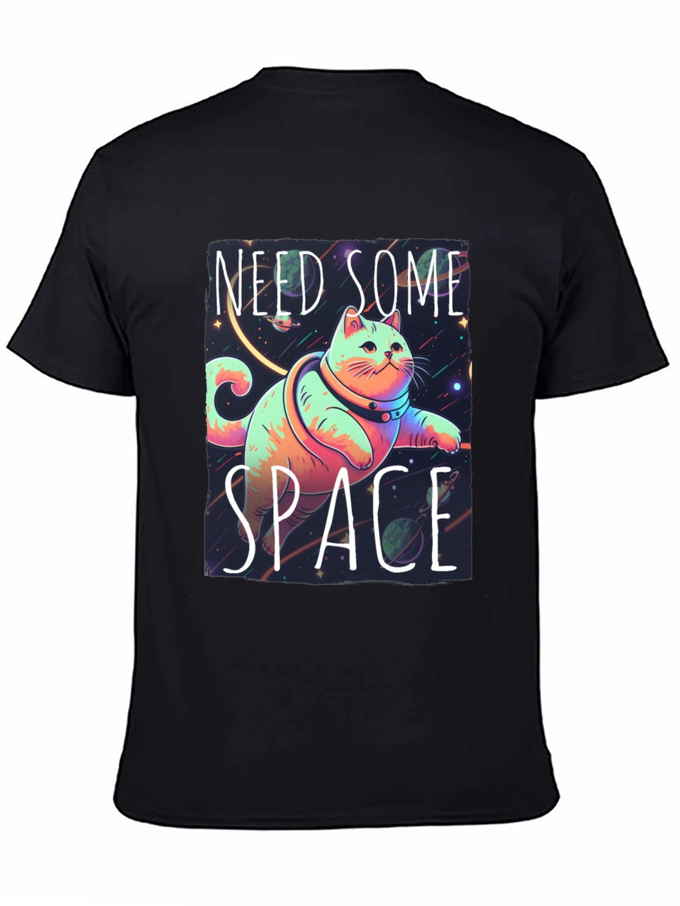Need Some Space Cat Graphic Tee - Black