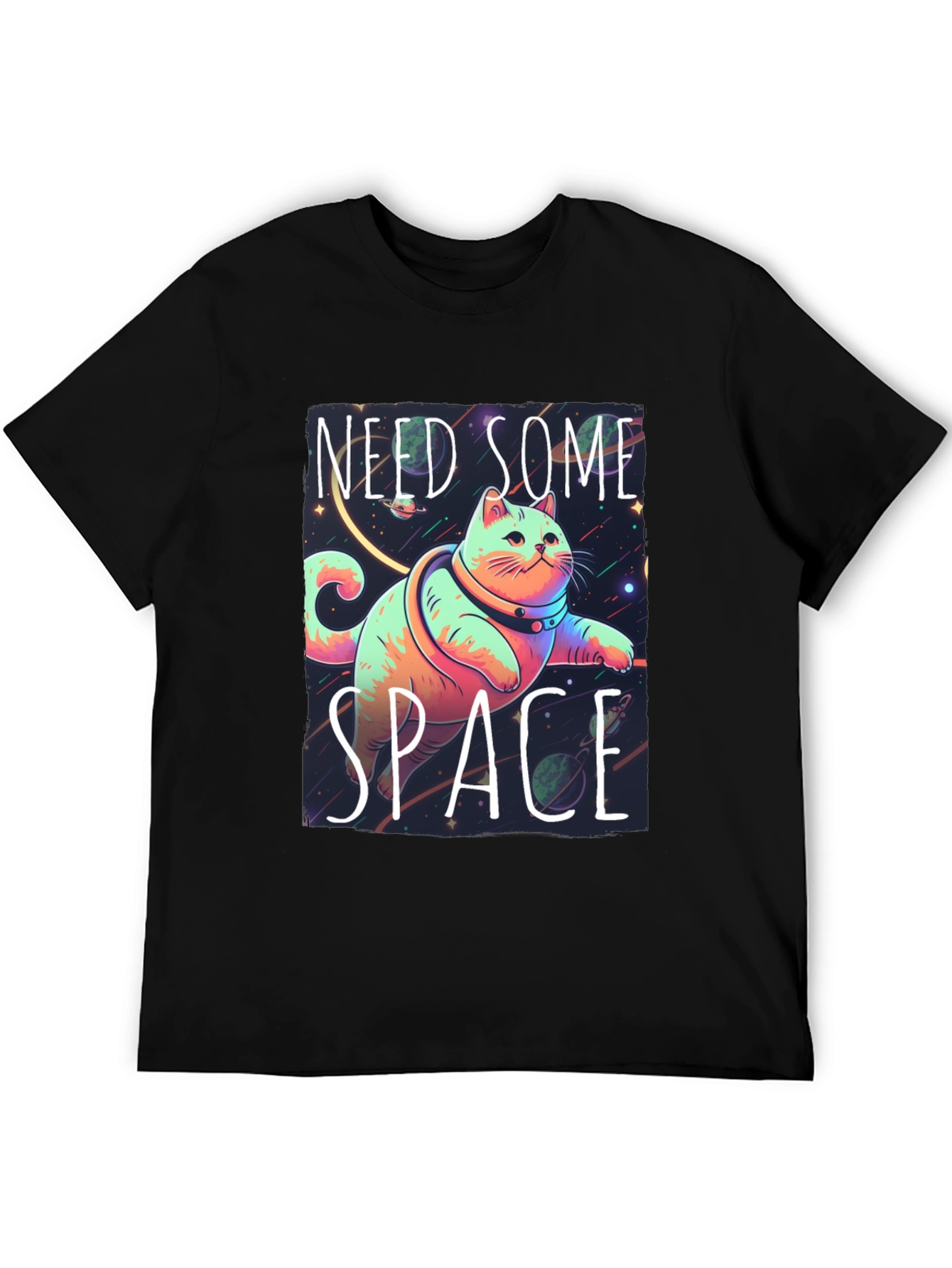 Need Some Space Cat Graphic Tee - Black