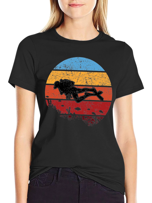 Retro Scuba Diver T-Shirt - Vintage Style Dive Tee