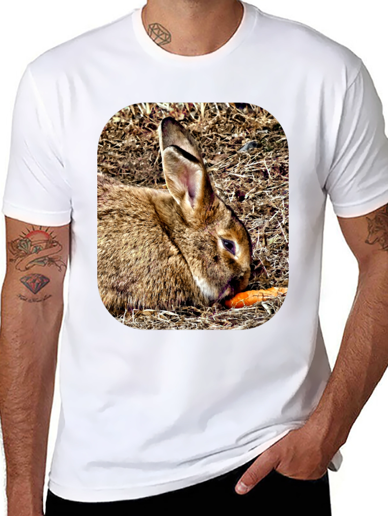Rabbit Eating Carrot Graphic T-Shirt