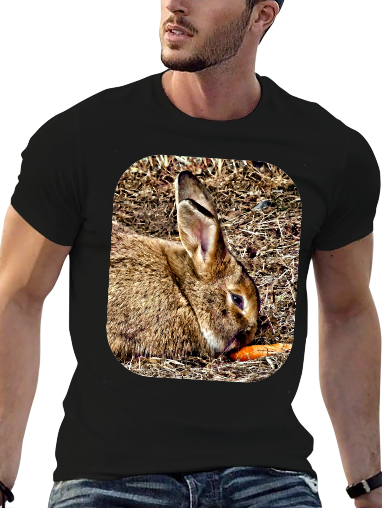 Rabbit Eating Carrot Graphic T-Shirt
