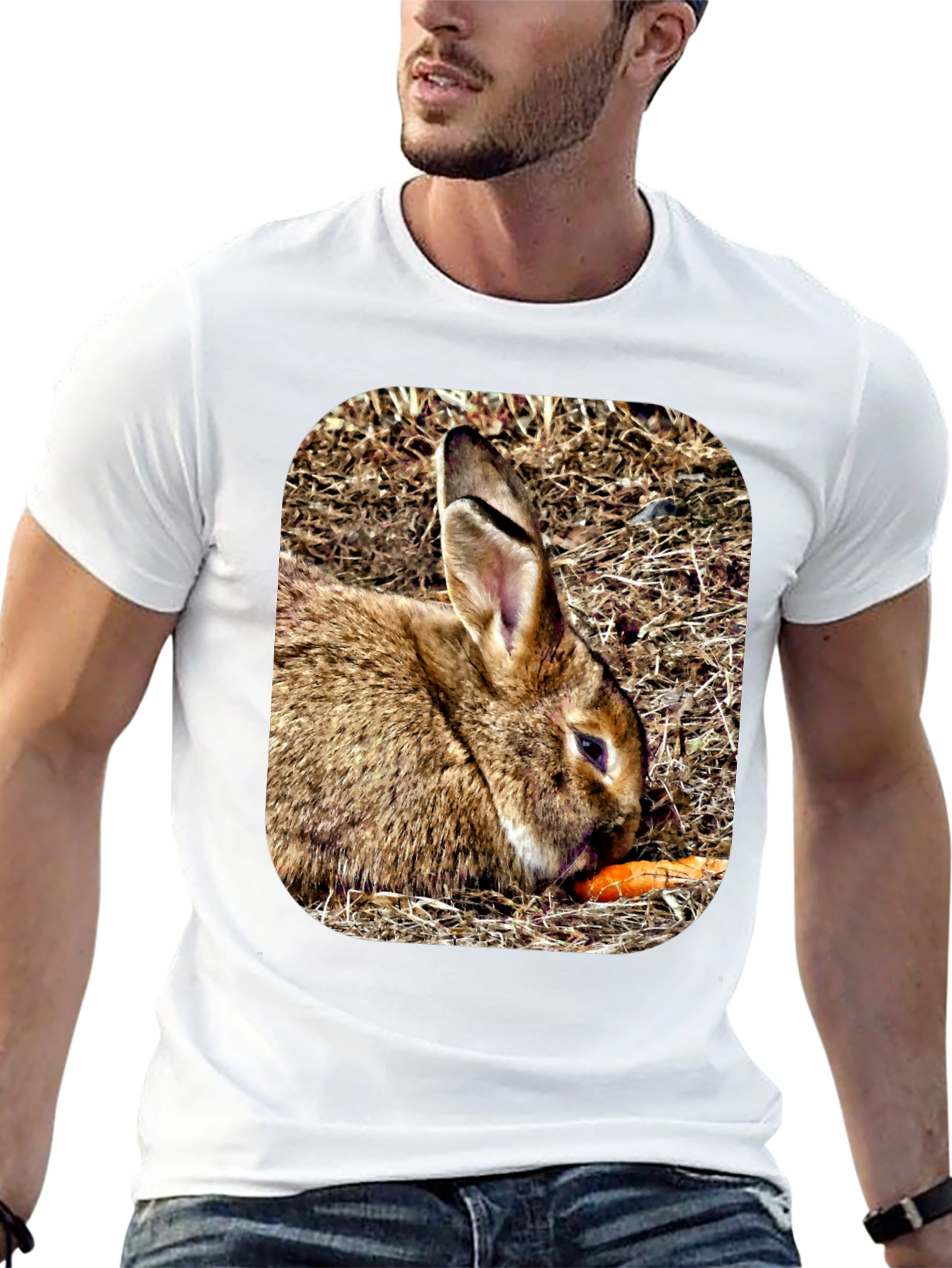 Rabbit Eating Carrot Graphic T-Shirt