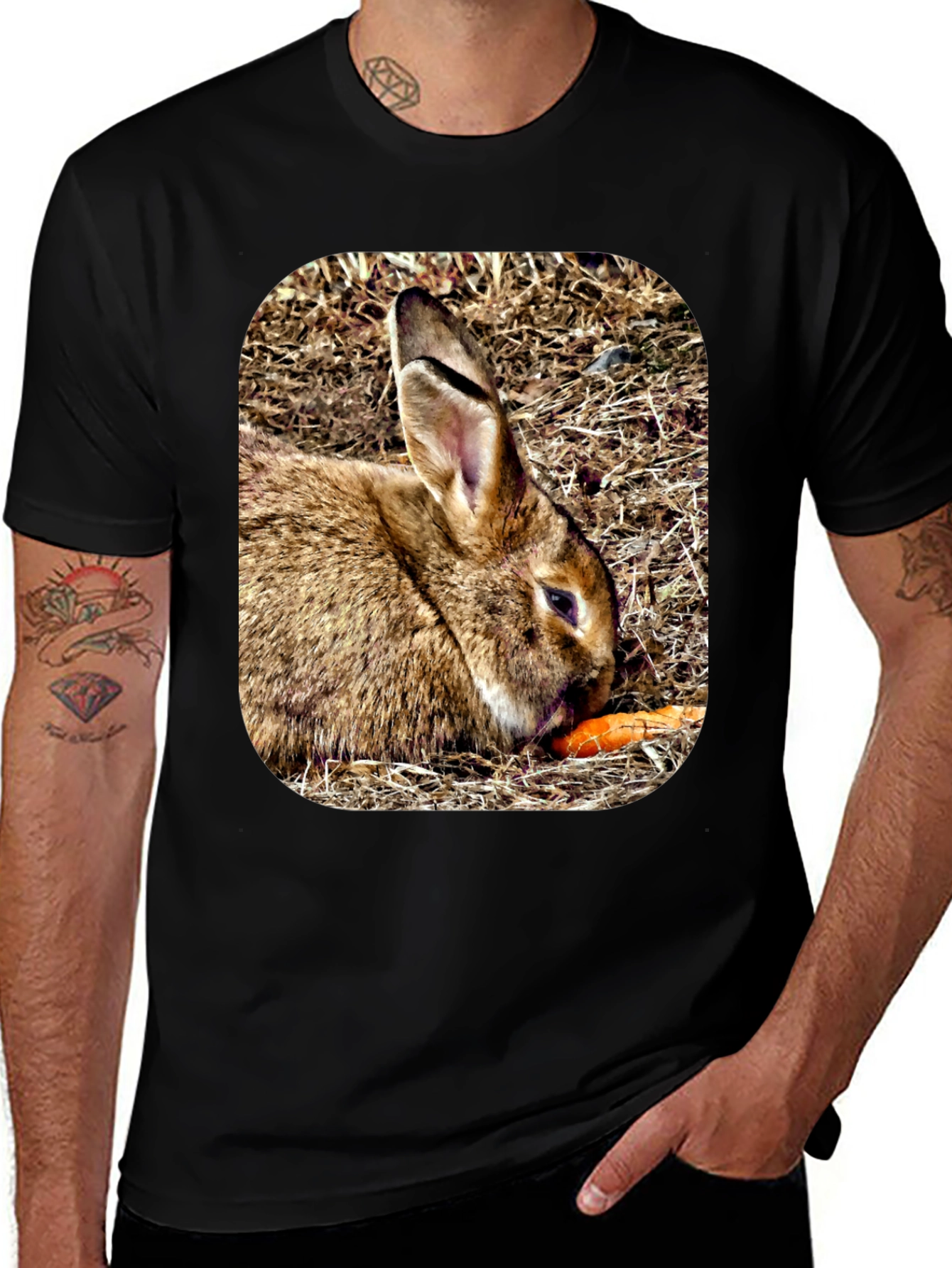 Rabbit Eating Carrot Graphic T-Shirt