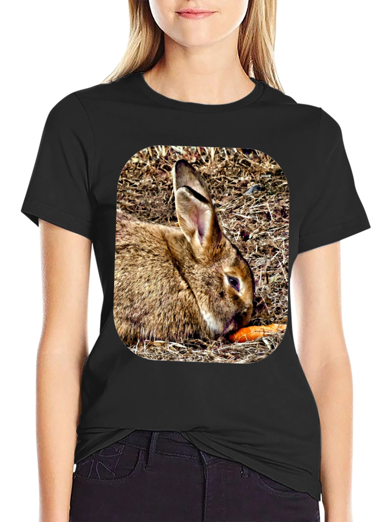 Rabbit Eating Carrot Graphic T-Shirt