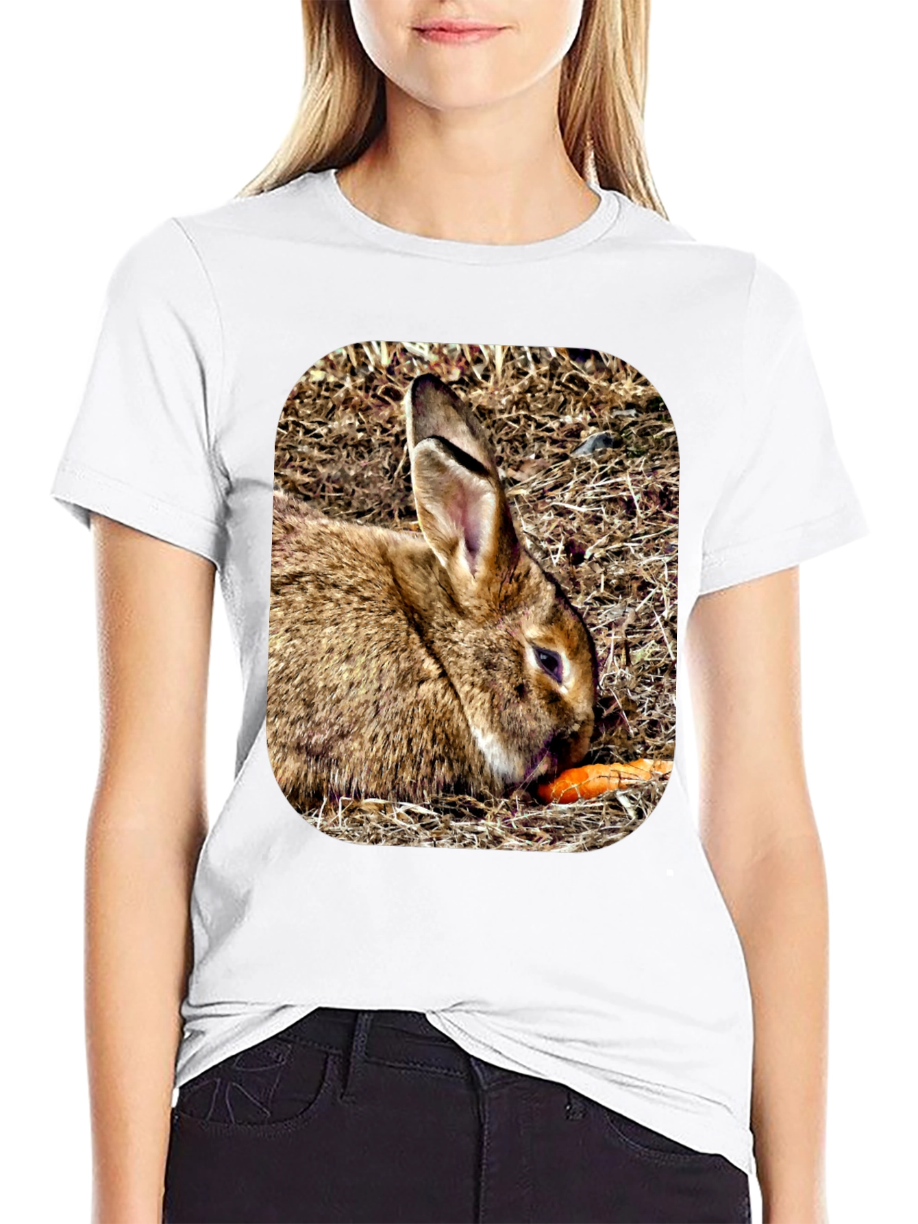 Rabbit Eating Carrot Graphic T-Shirt