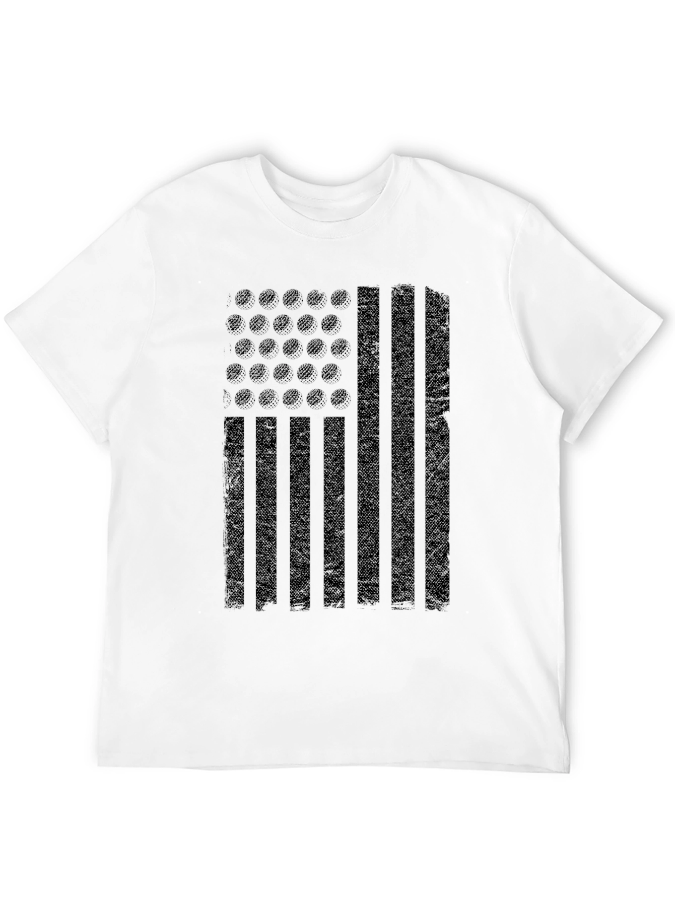 Distressed American Flag Graphic Black T-Shirt