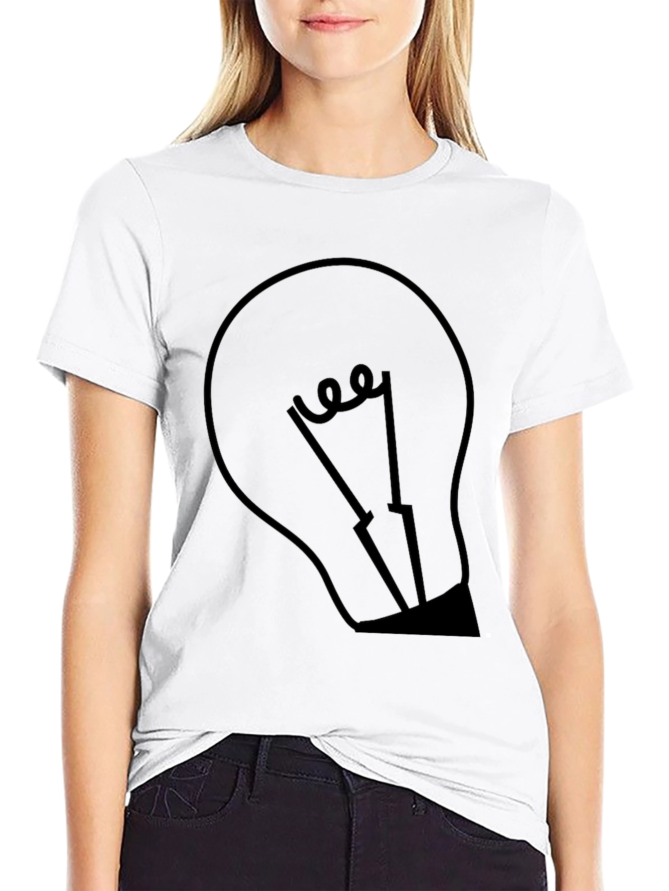 Mens Black Graphic Tee - Light Bulb Design