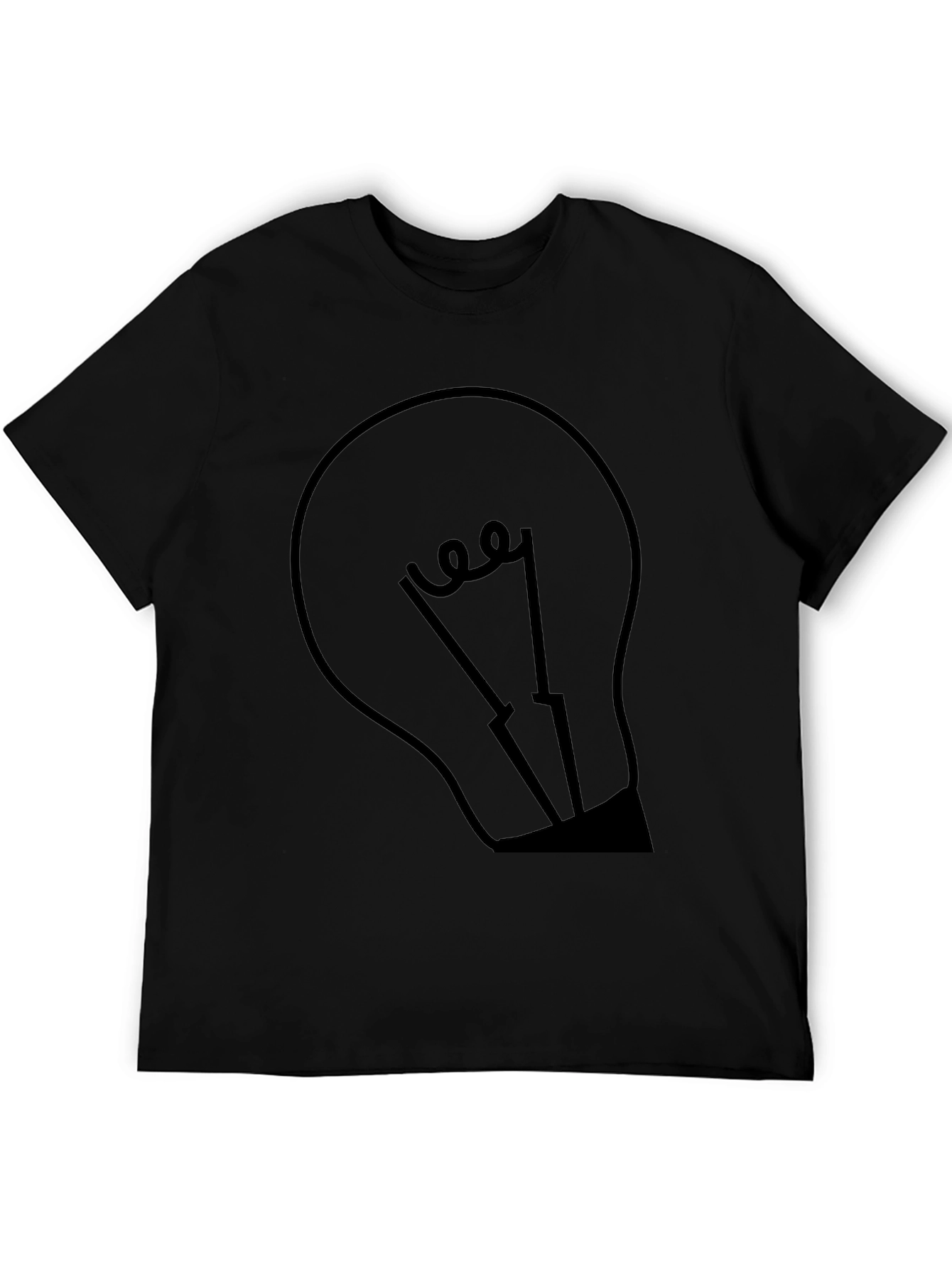 Mens Black Graphic Tee - Light Bulb Design